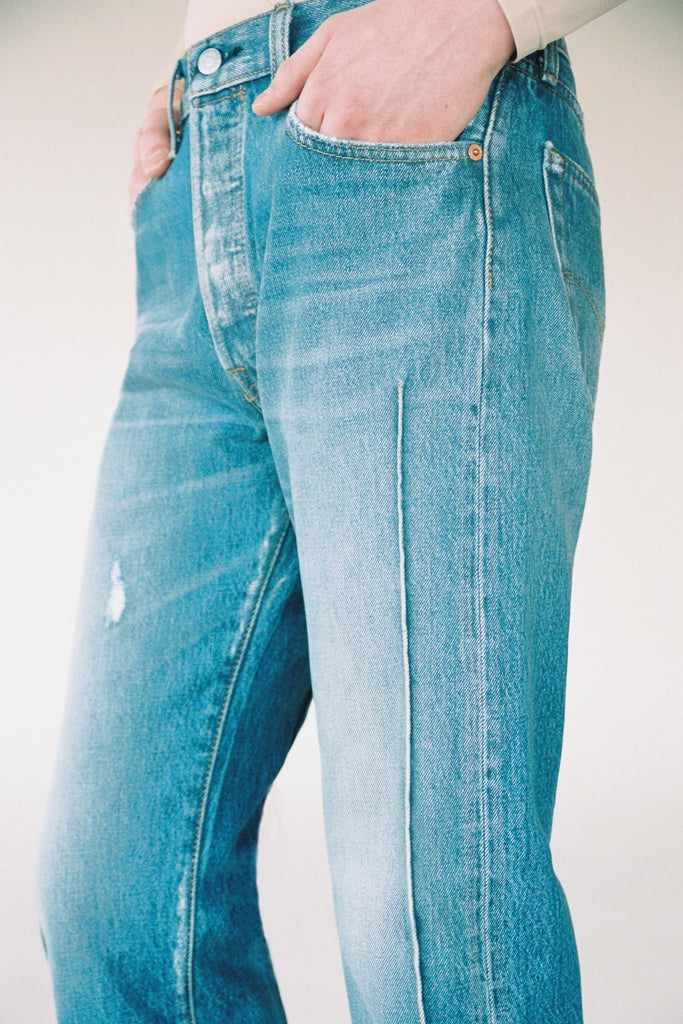 RE-edited Blue Washed Cuboid Levi's 501 jeans