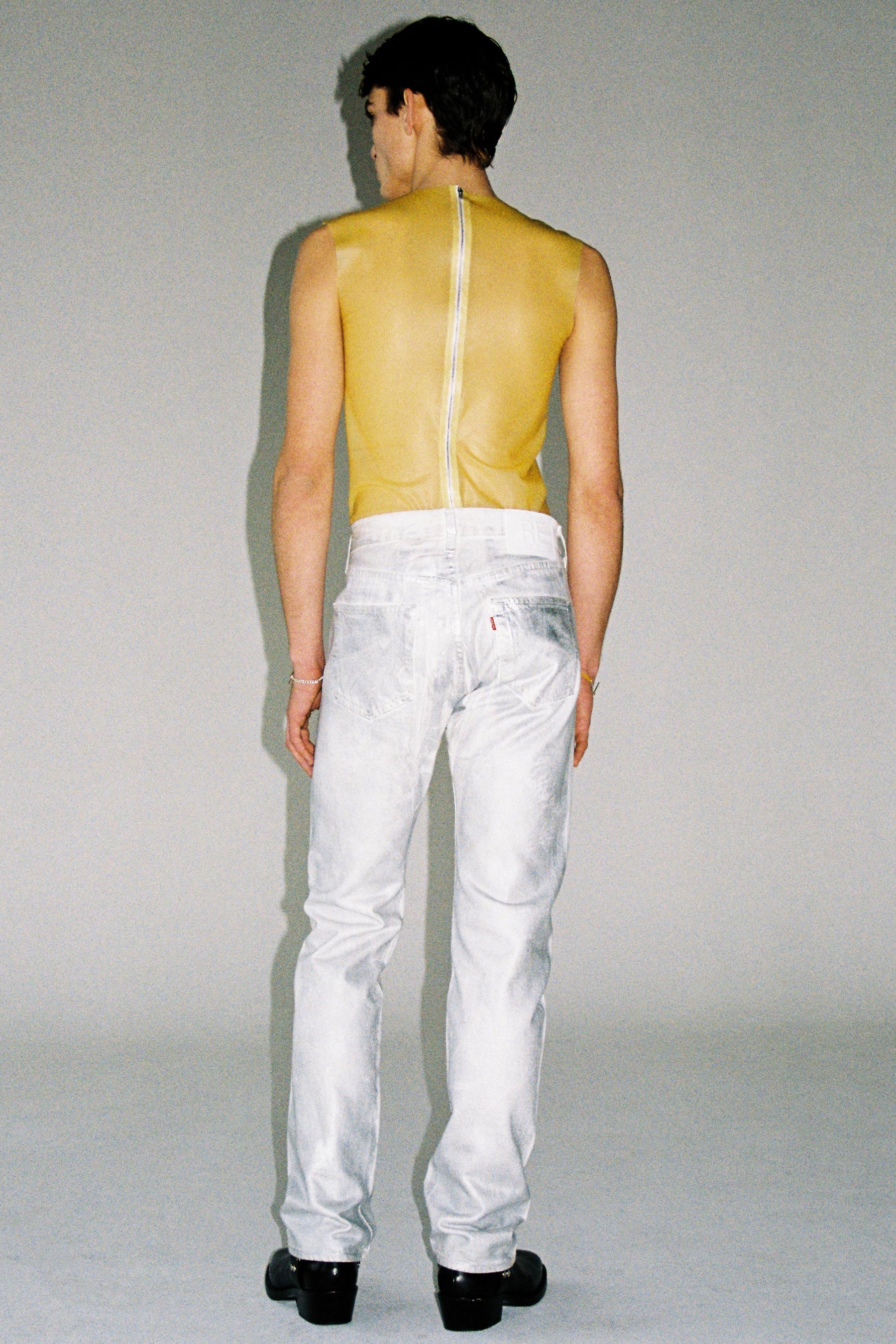 RE-edited Silver Over Foil Levi's 501 Jeans