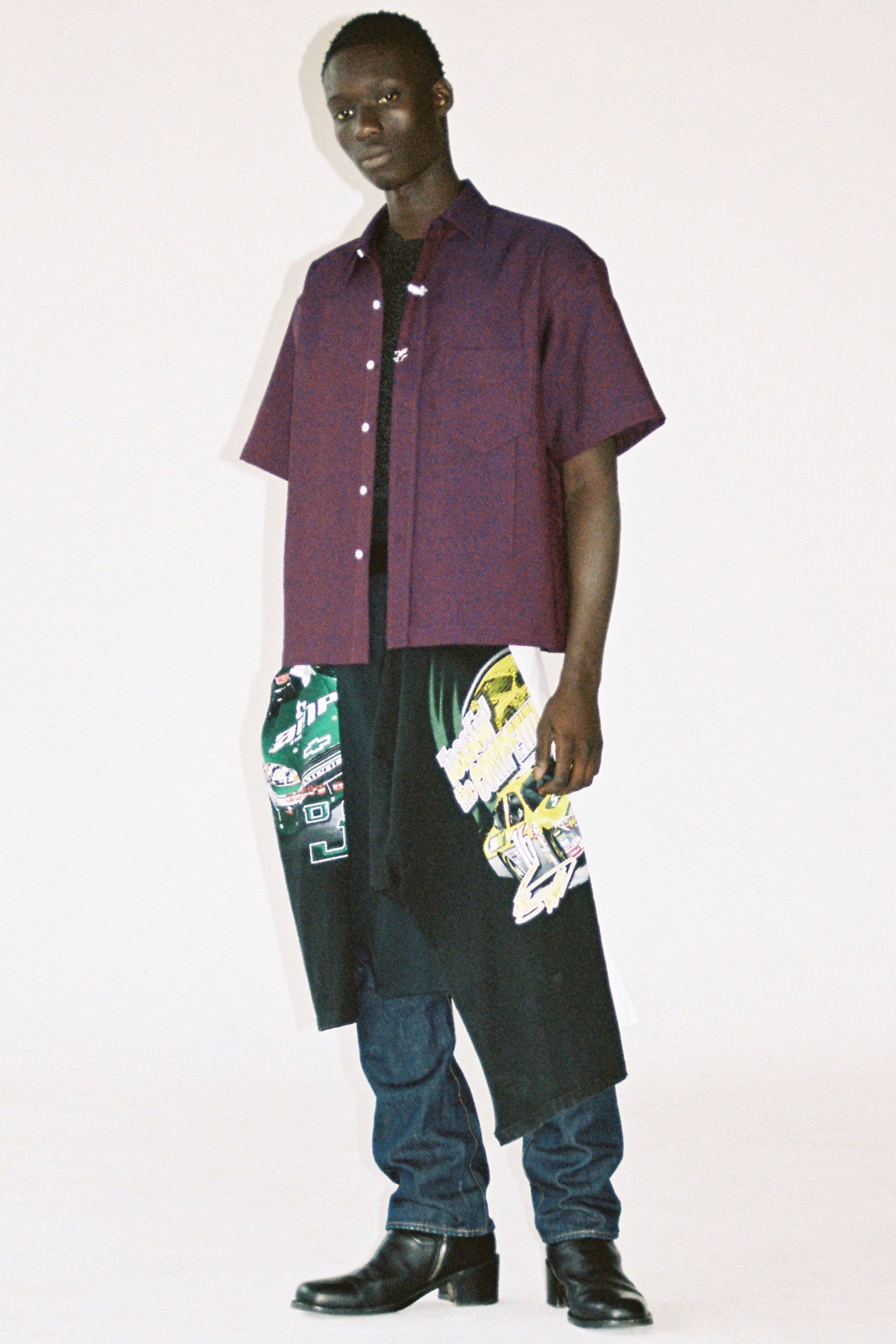 RE-edited Racing Printed Full Hide Collage Skirts