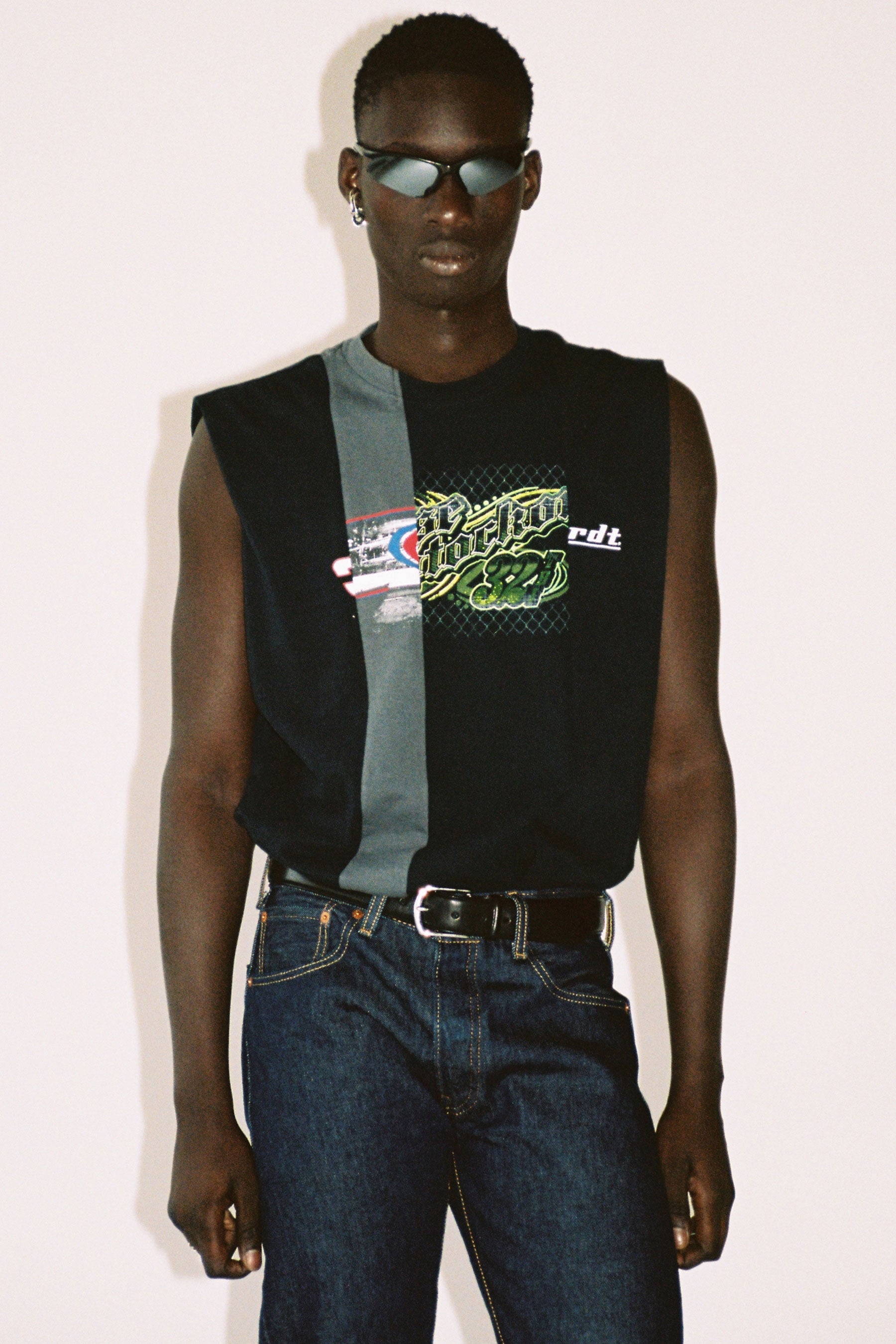 RE-edited Racing Printed Collage Rectangle Tank Tops