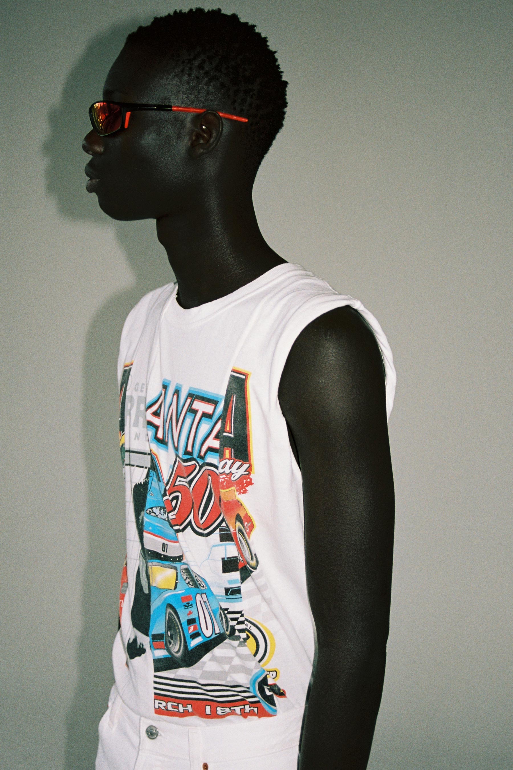 RE-edited Racing Printed Collage Rectangle Tank Tops
