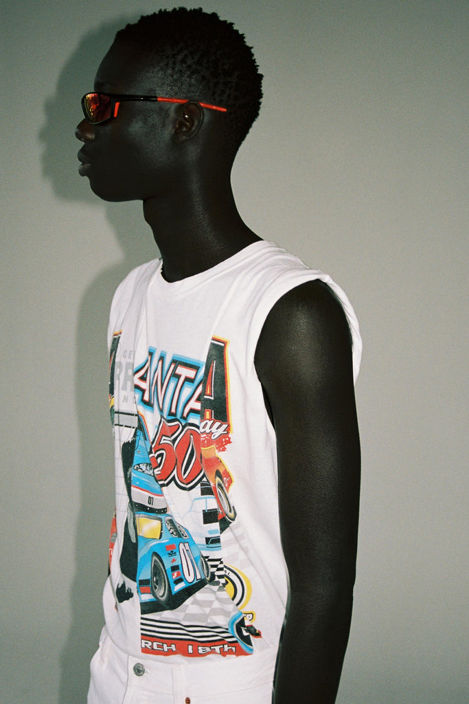 RE-edited Racing Printed Collage Rectangle Tank Tops