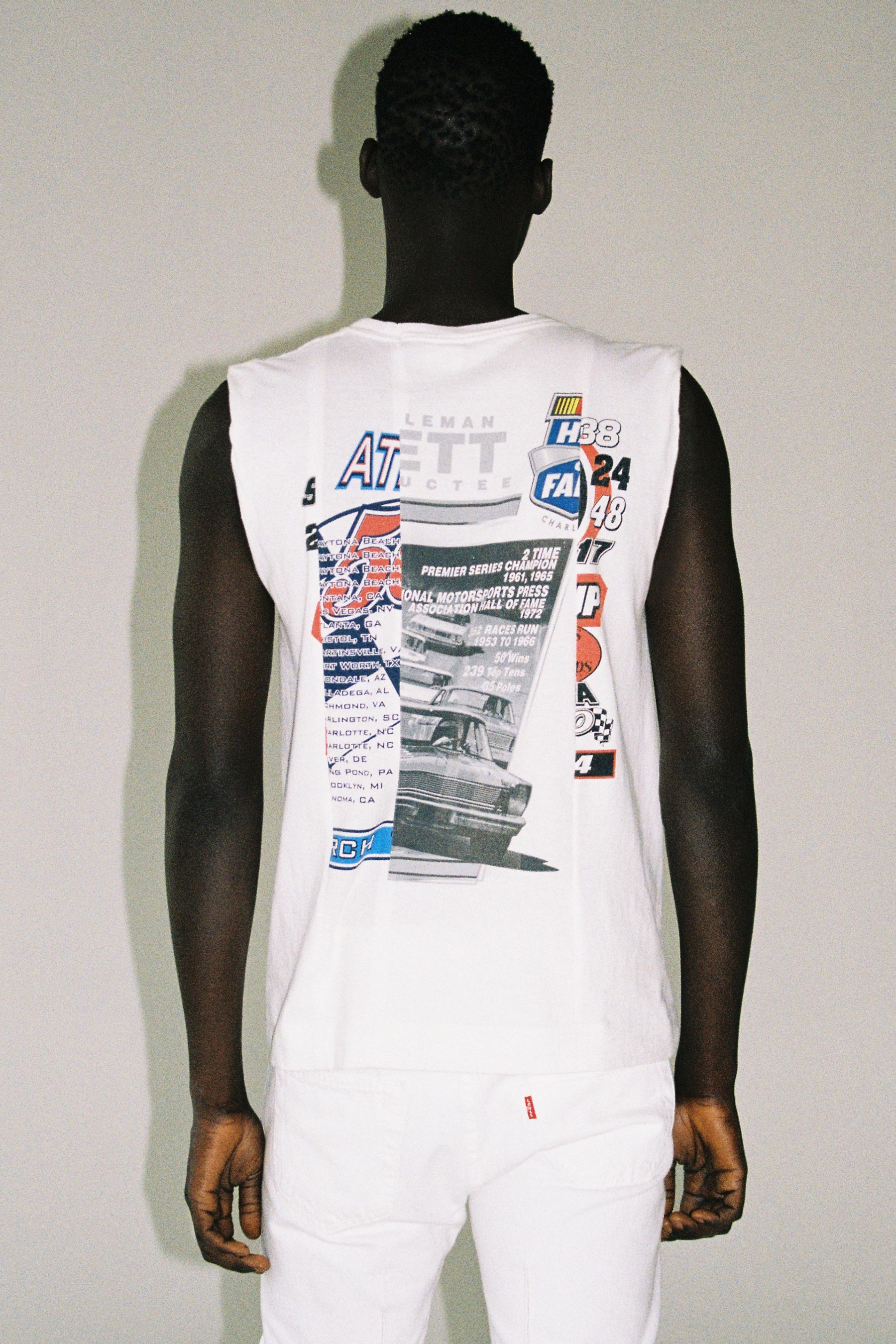 RE-edited Racing Printed Collage Rectangle Tank Tops
