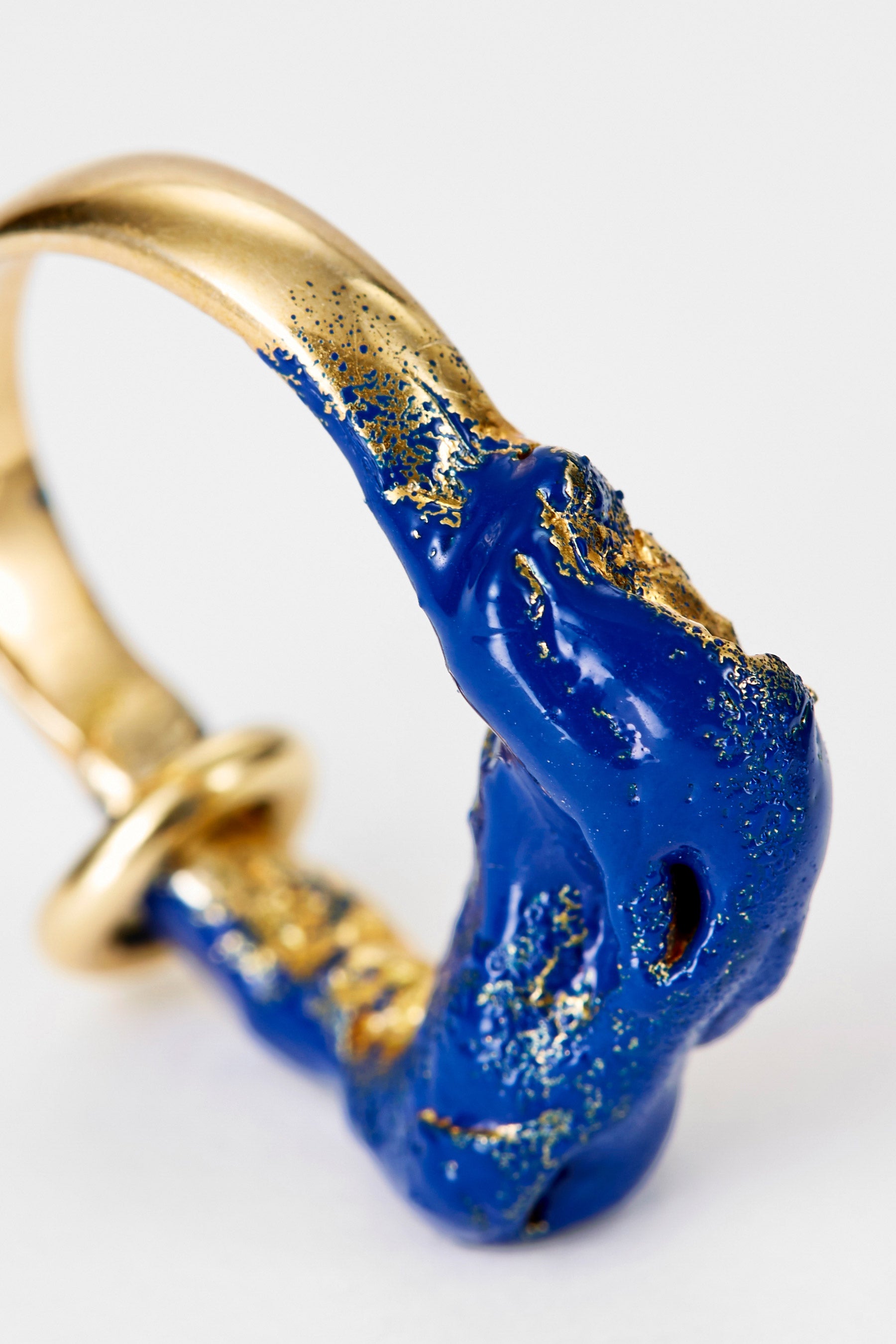 Blue Enamel Meteorite Gold Ring