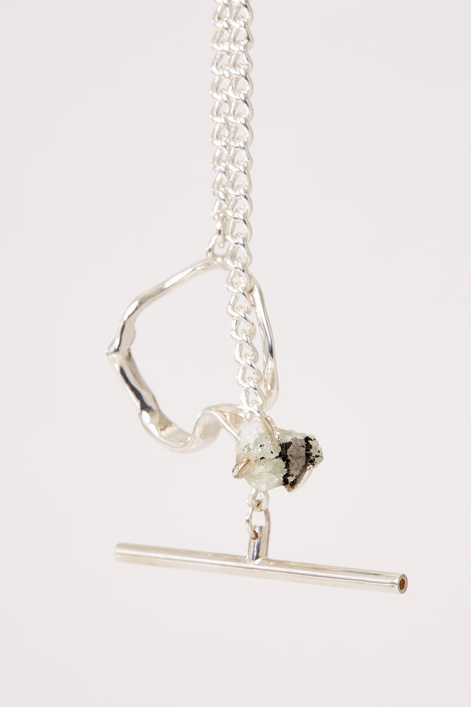 Silver Bracelet with White Babingtonite Ring