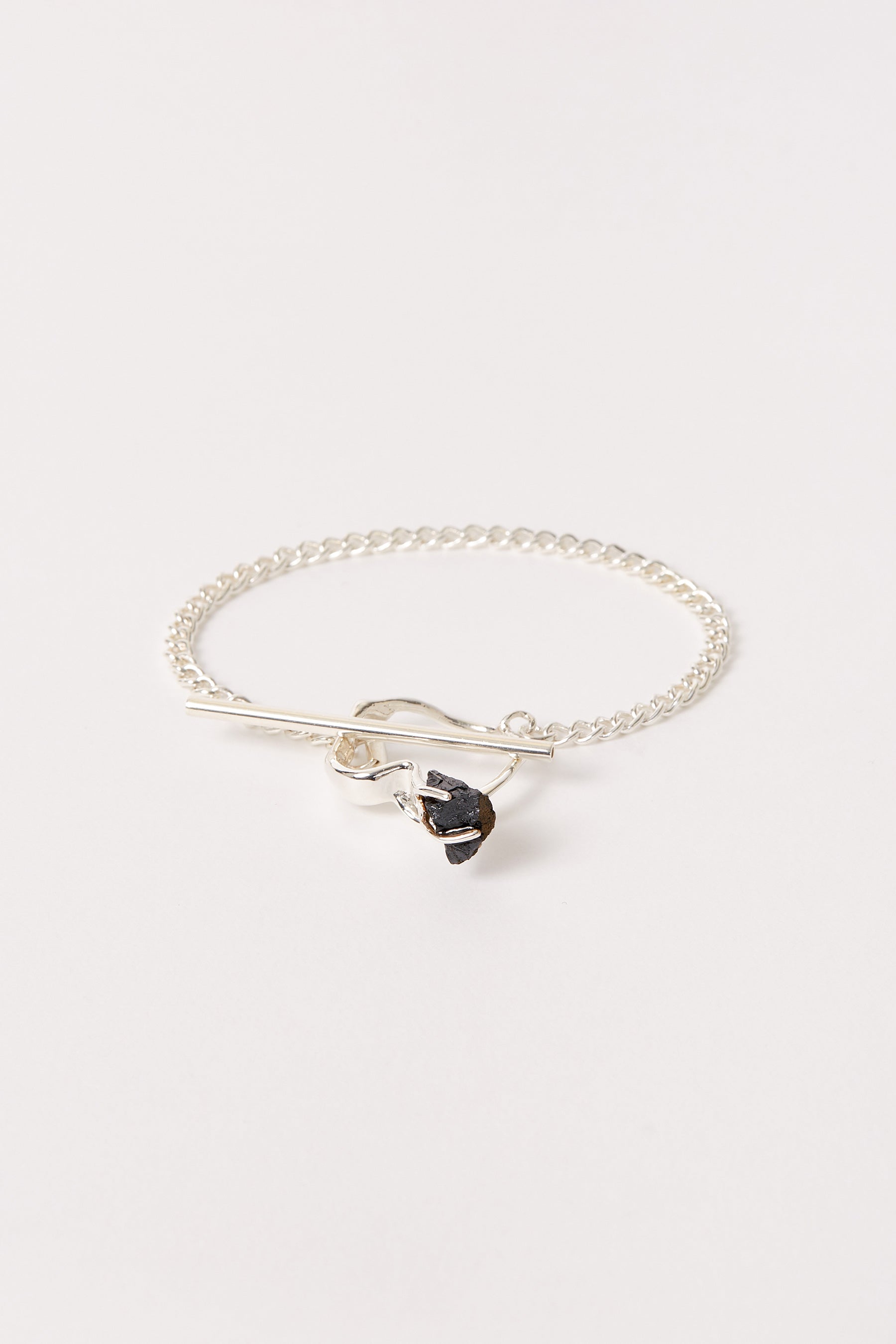 Silver Bracelet with Black Ilvaite Ring