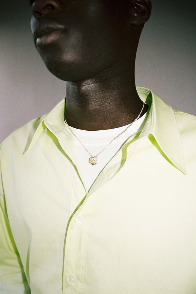 Meteorite Pendant Silver Shirt Chain