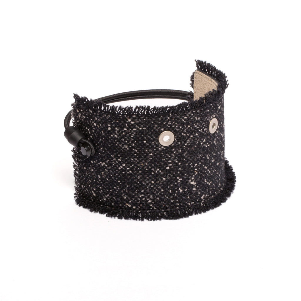 SC-65<br>Shoe Cuff in 65mm width<br>Black Woolen Silk Fabric