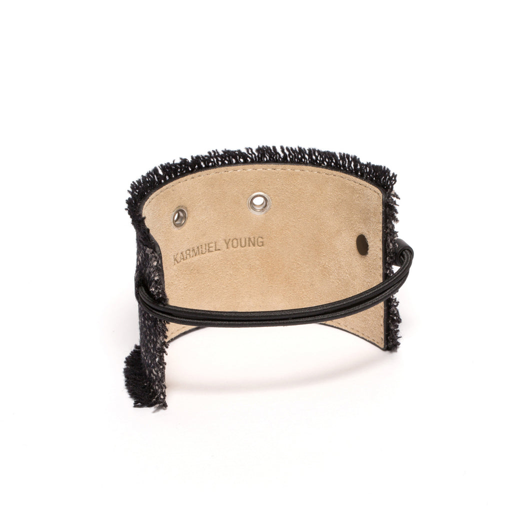 SC-65<br>Shoe Cuff in 65mm width<br>Black Woolen Silk Fabric