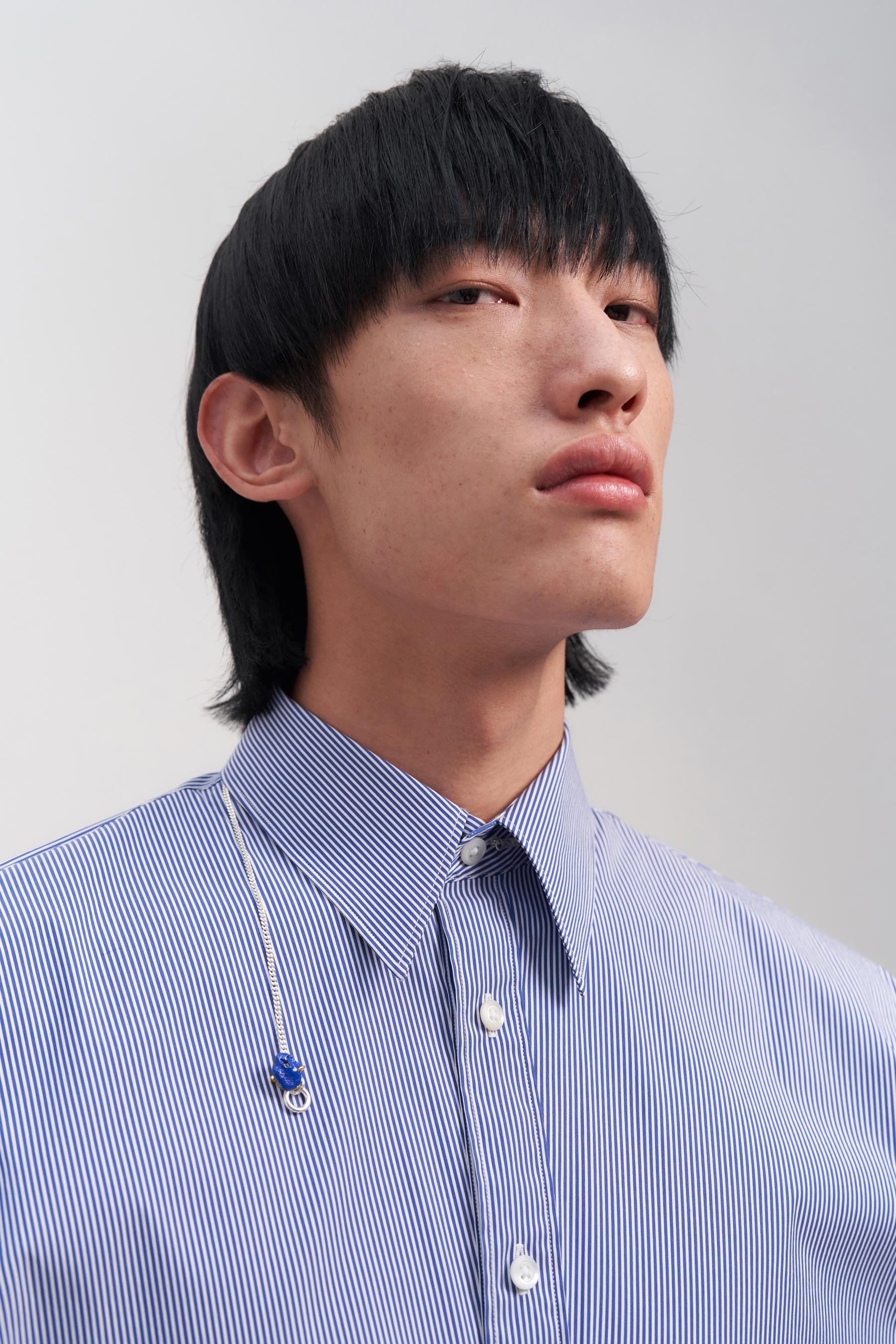 Blue Enamel Meteorite Pendant Silver Shirt Jewelry