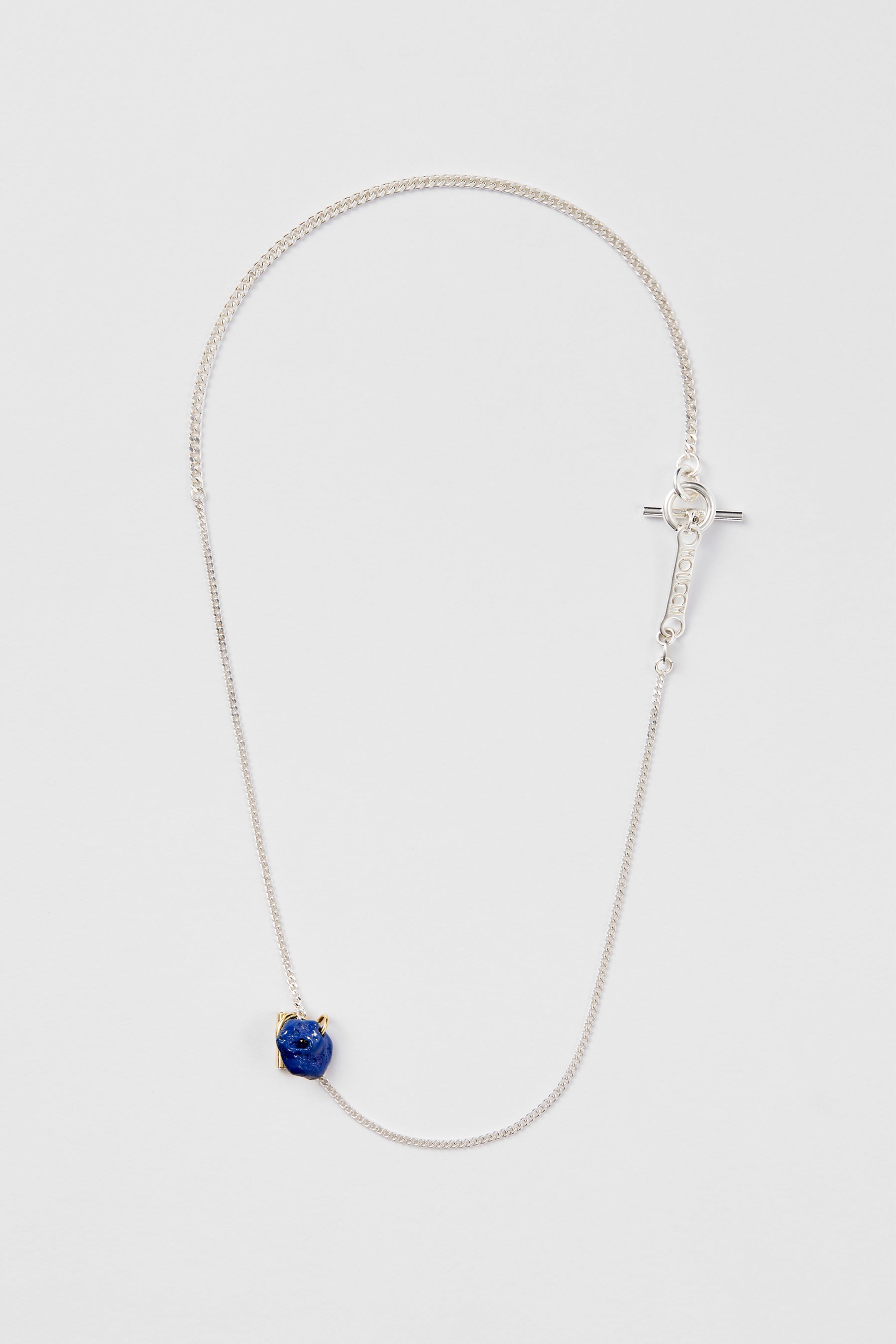 Blue Enamel Meteorite Pendant Silver Shirt Jewelry