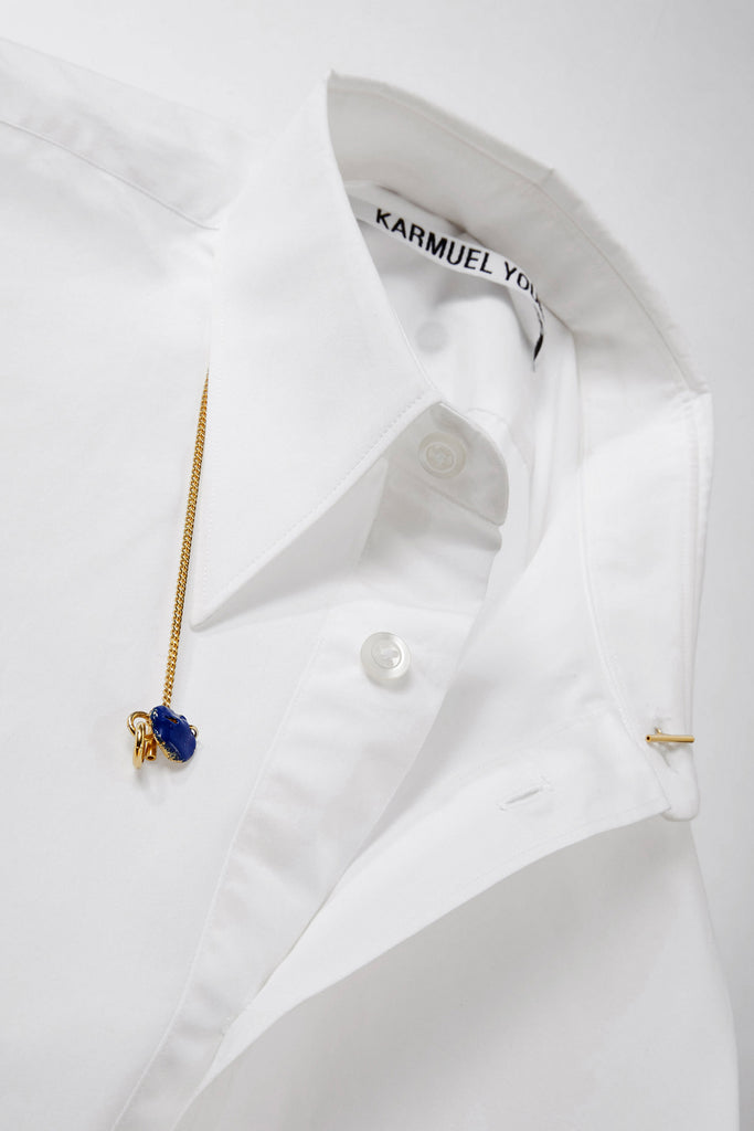 Blue Enamel Meteorite Pendant Gold Shirt Jewelry