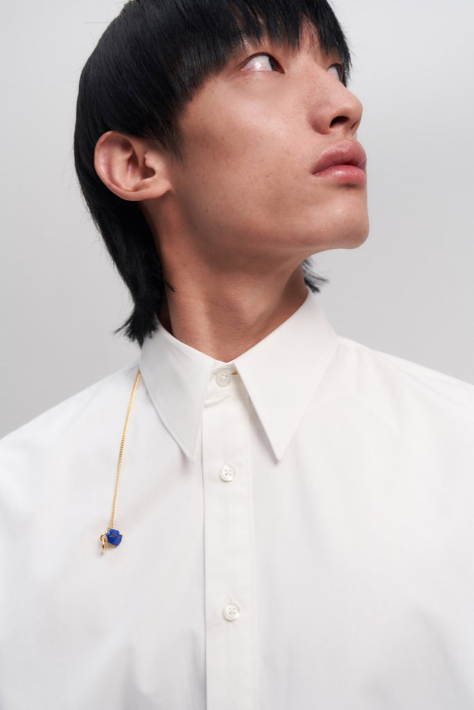 Blue Enamel Meteorite Pendant Gold Shirt Jewelry
