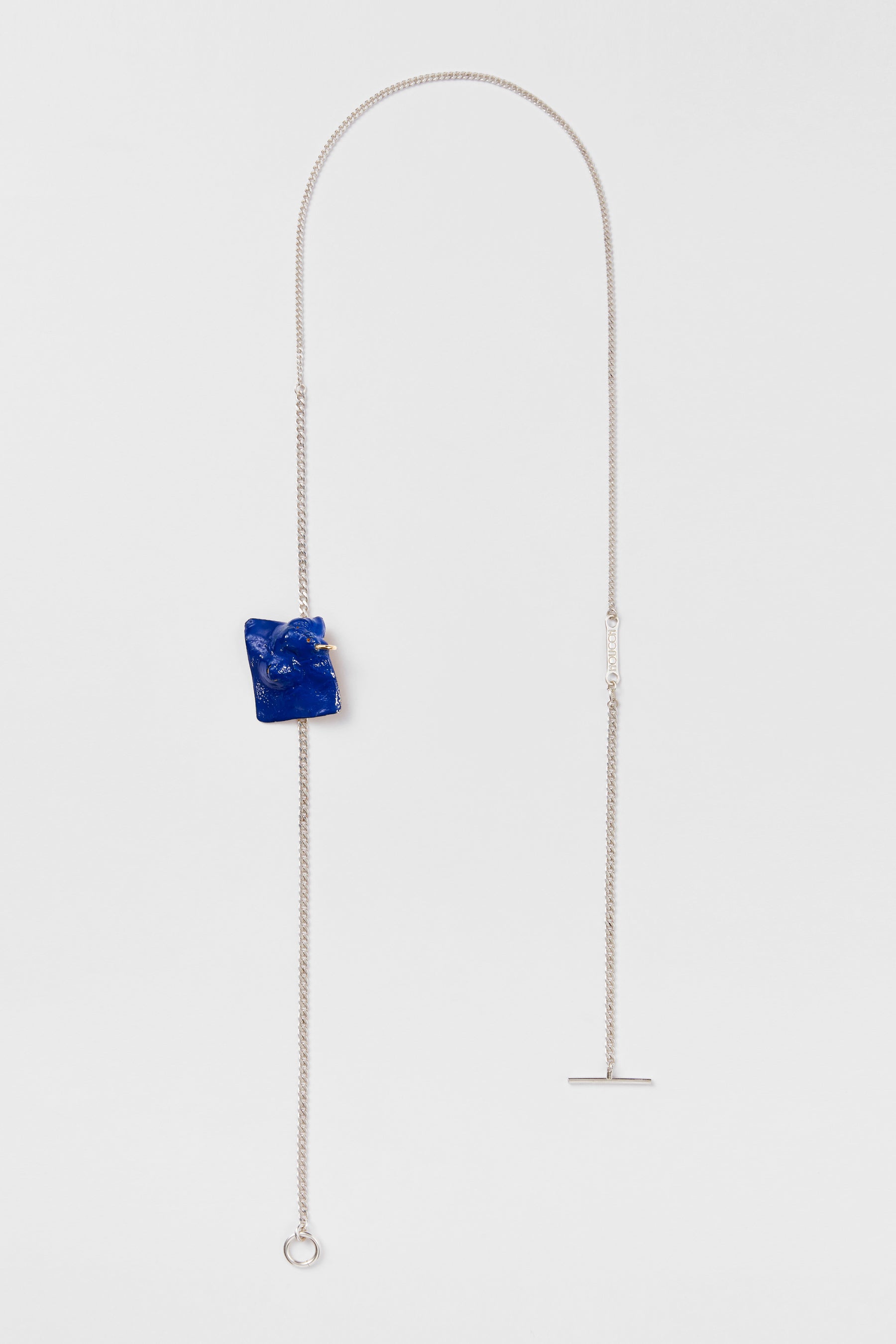 Blue Enamel Tag Pendant Silver Shirt Jewelry