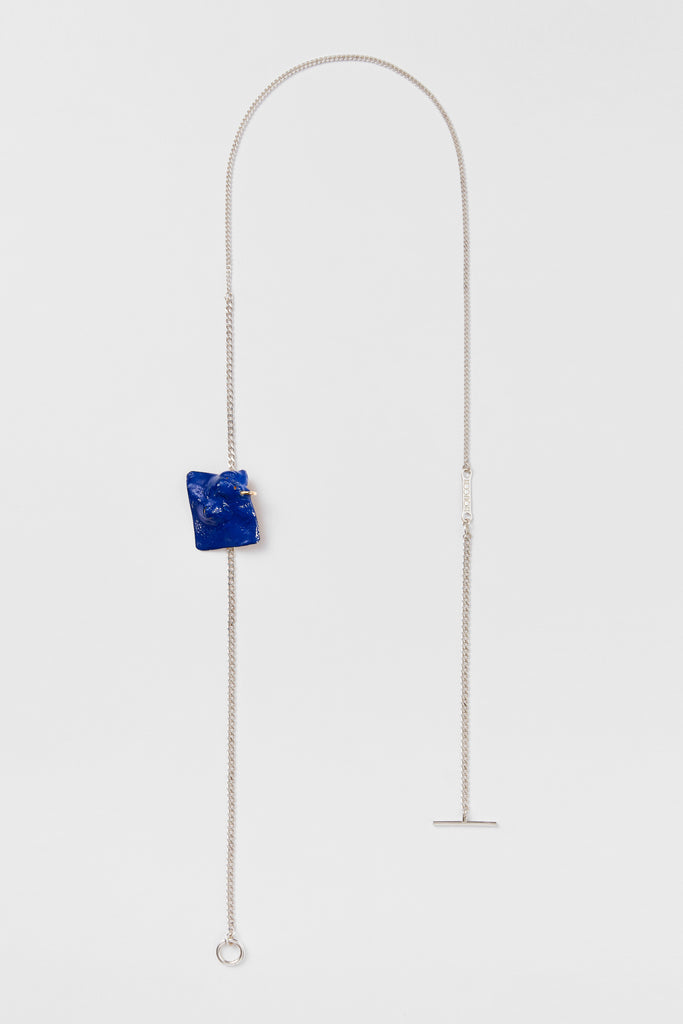 Blue Enamel Tag Pendant Silver Shirt Jewelry