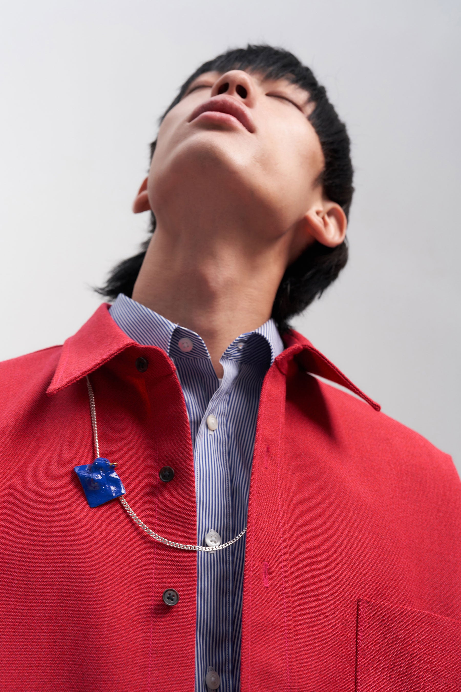 Blue Enamel Tag Pendant Silver Shirt Jewelry