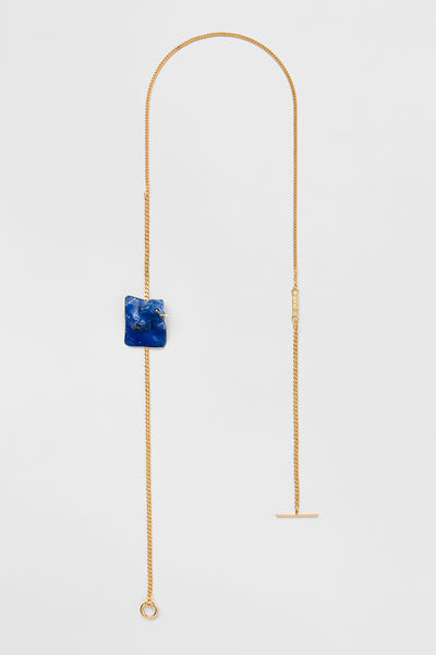 Blue Enamel Tag Pendant Gold Shirt Jewelry