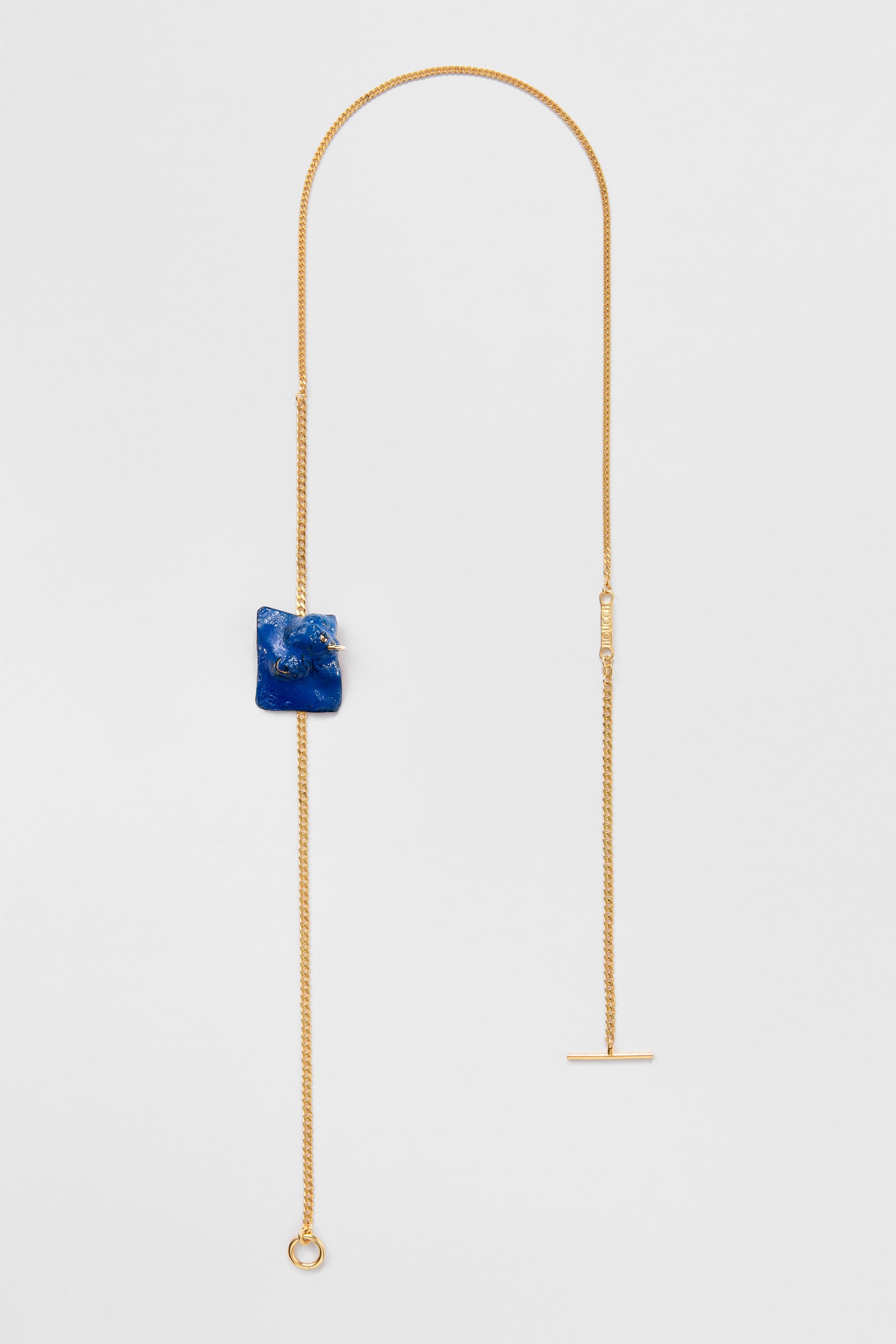 Blue Enamel Tag Pendant Gold Shirt Jewelry