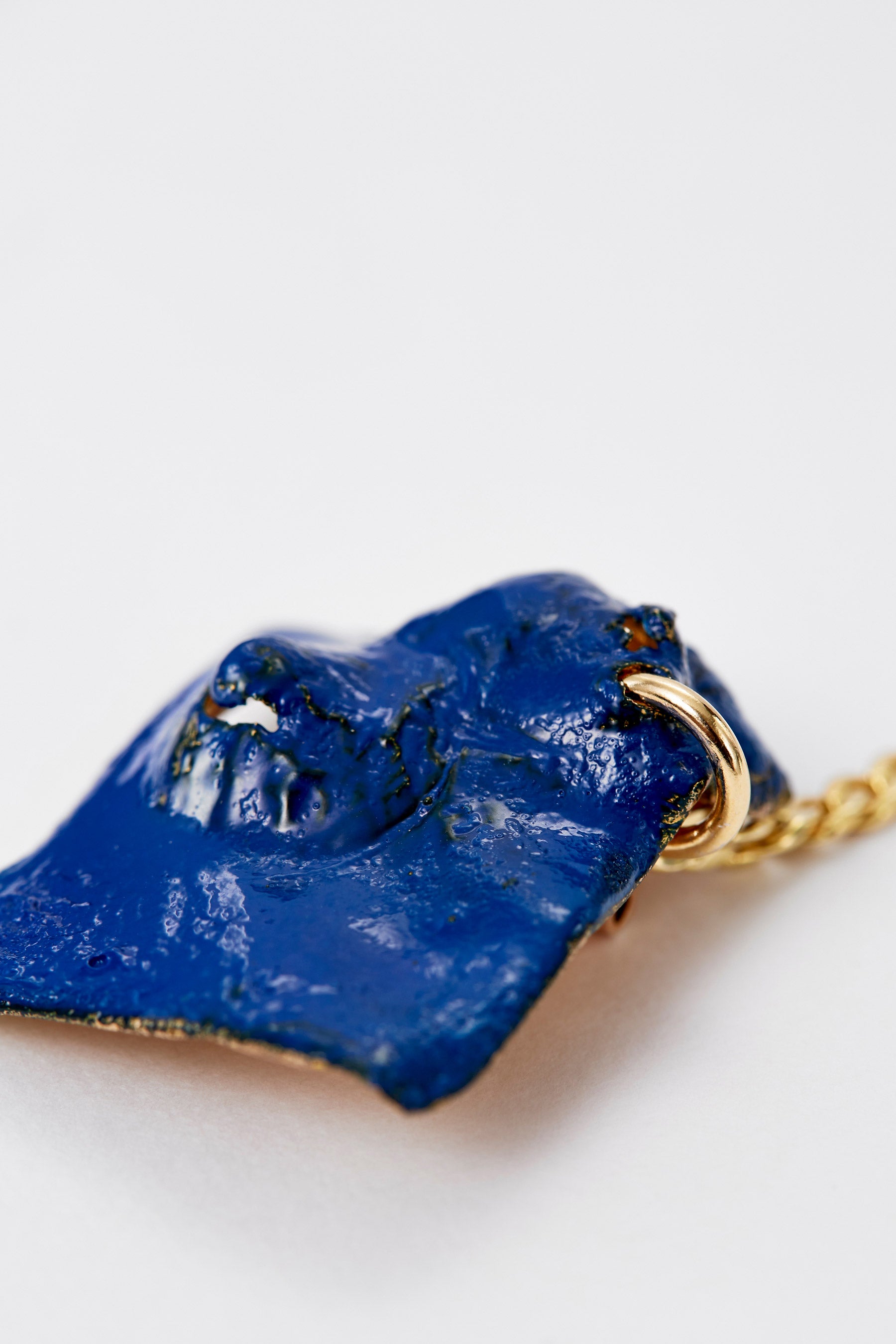Blue Enamel Tag Pendant Gold Shirt Jewelry
