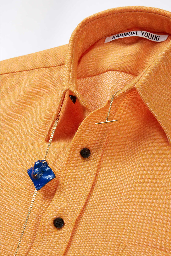 Blue Enamel Tag Pendant Gold Shirt Jewelry