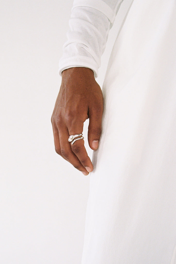 Hammer-crafted Spiral Silver Shirt Ring