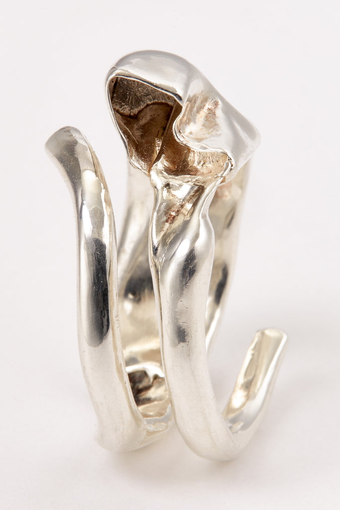 Hammer-crafted Spiral Silver Shirt Ring