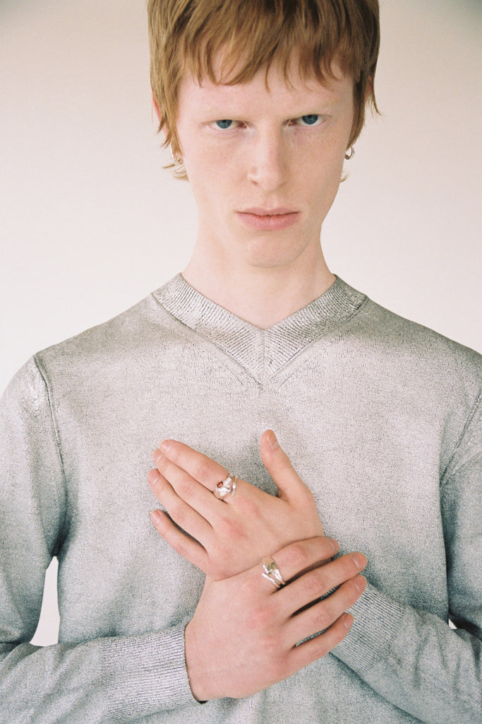 Hammer-crafted Spiral Silver Shirt Ring
