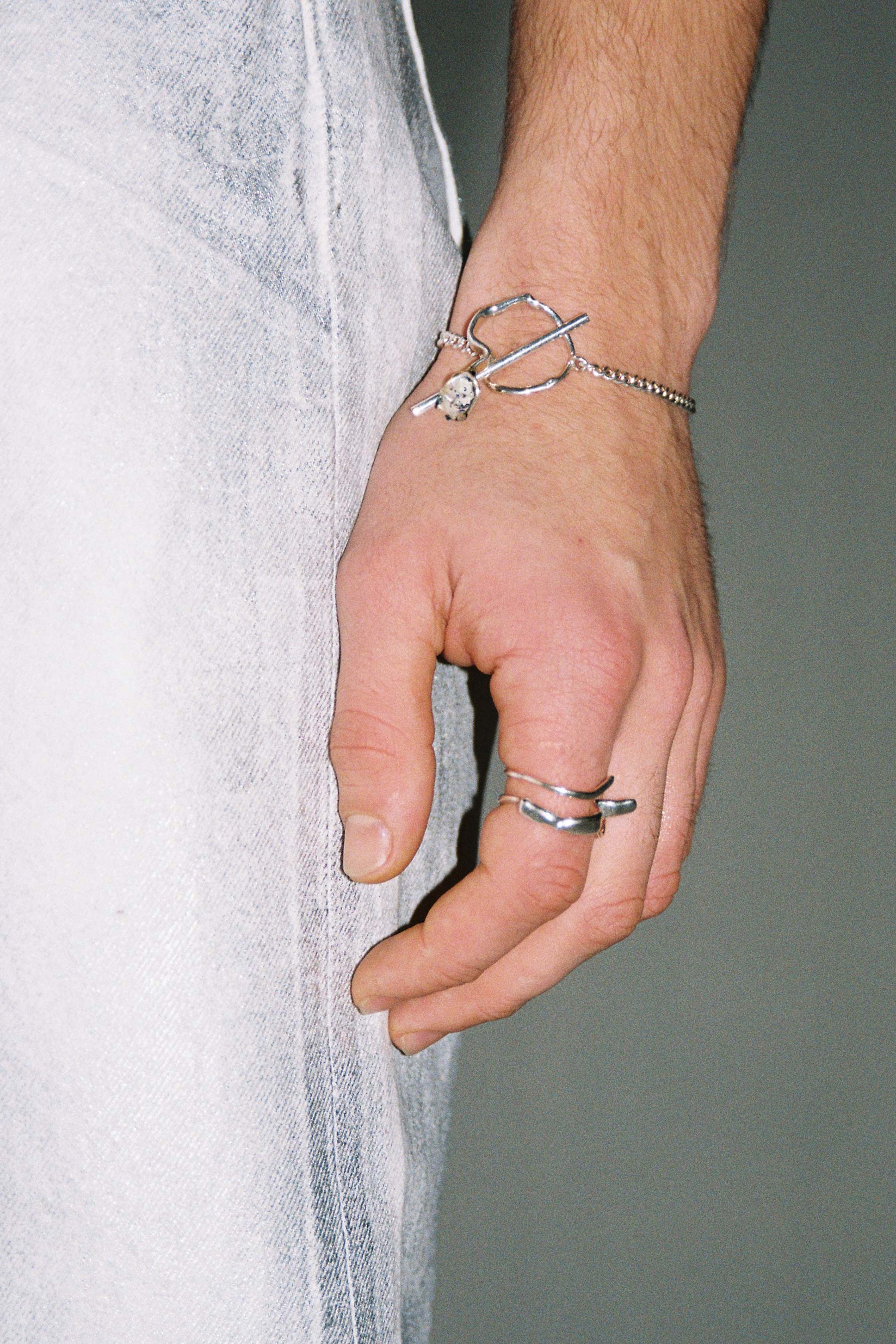 Hammer-crafted Spiral Silver Shirt Ring 002