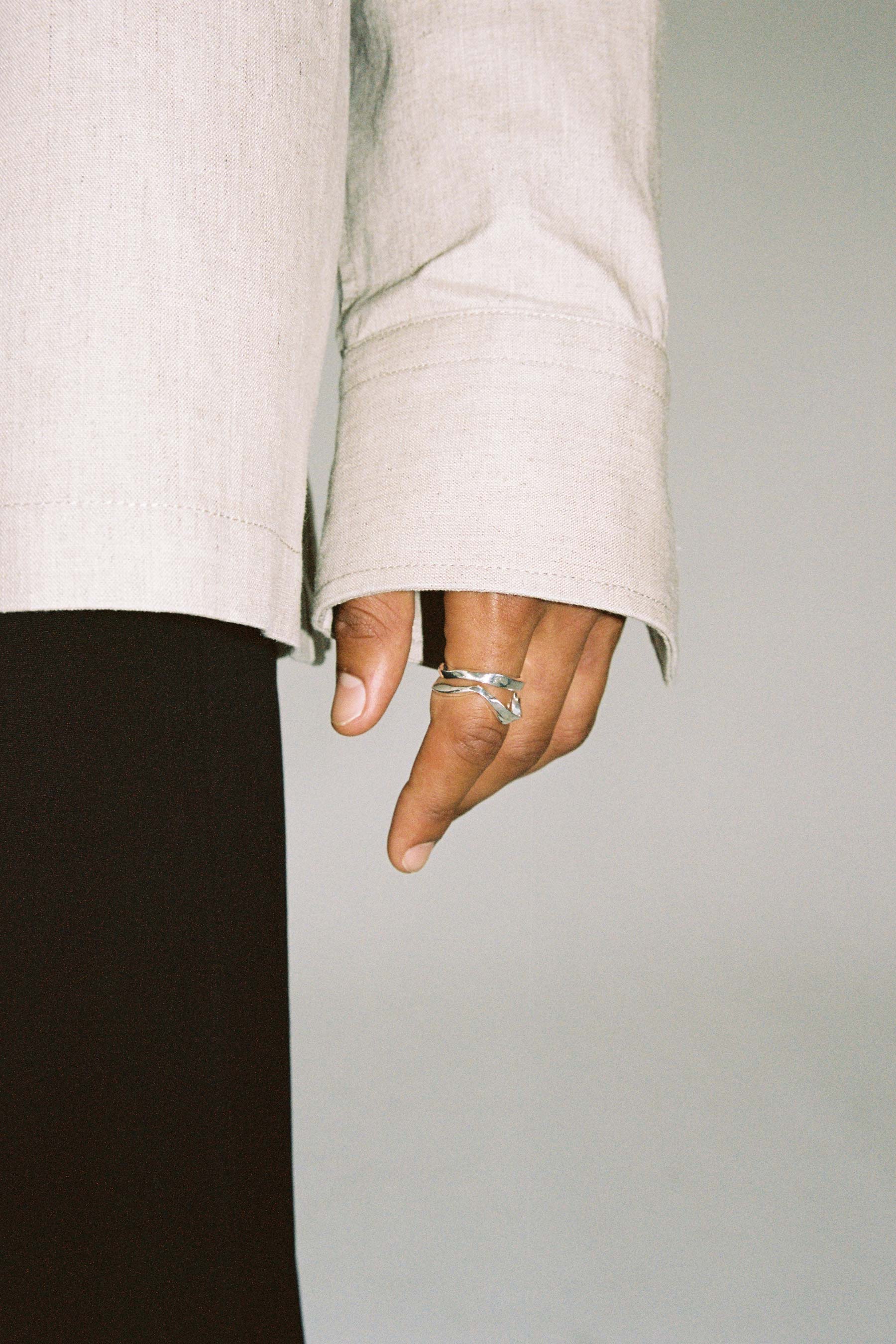 Silver Spiral Square Tube Shirt Ring 003