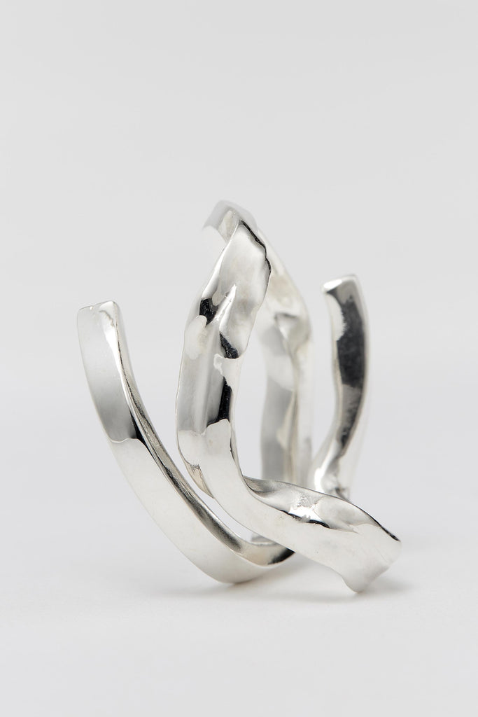 Silver Spiral Square Tube Shirt Ring 003