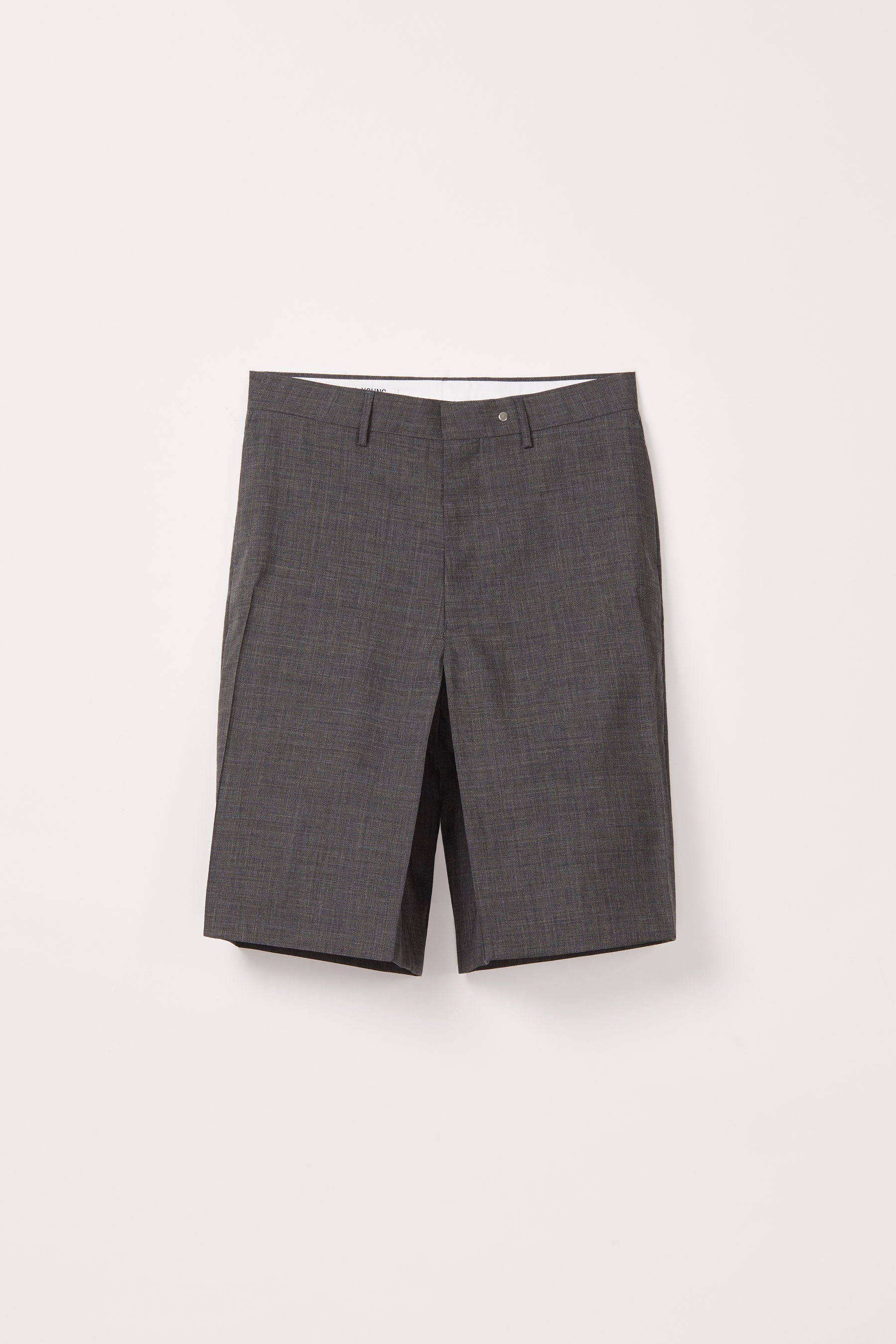 Heather Grey Woollen Mohair Cuboid Tailored Shorts