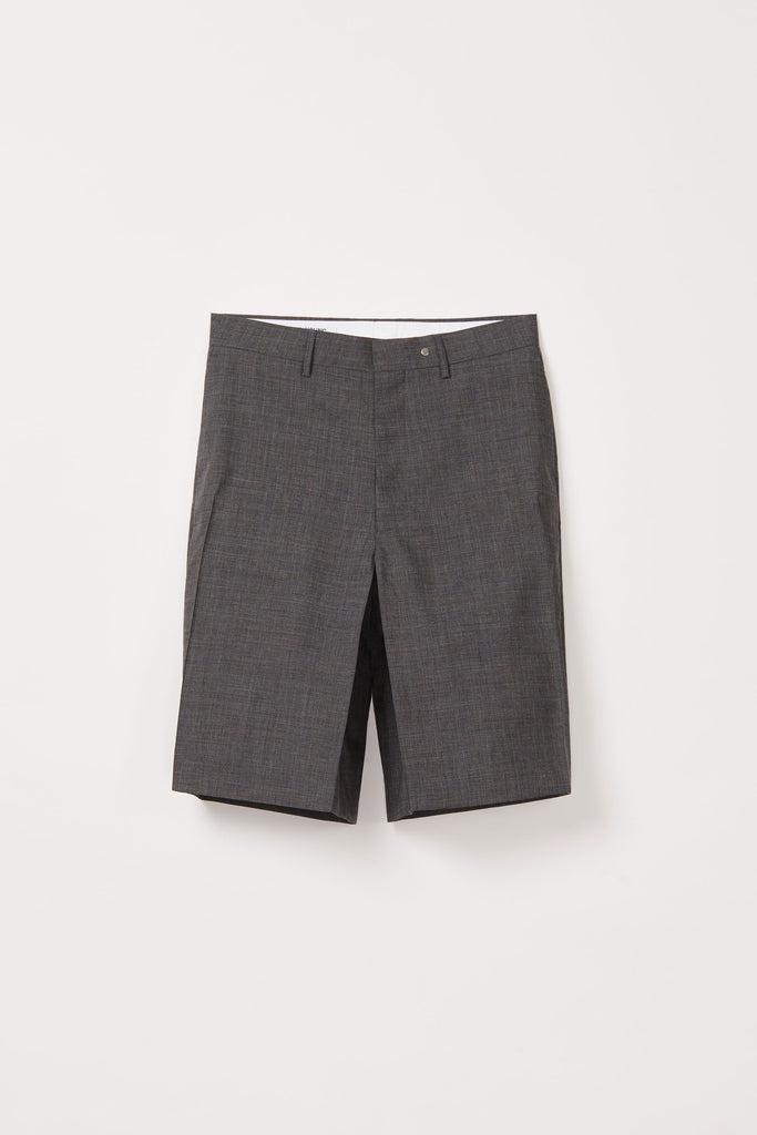 Heather Grey Woollen Mohair Cuboid Tailored Shorts
