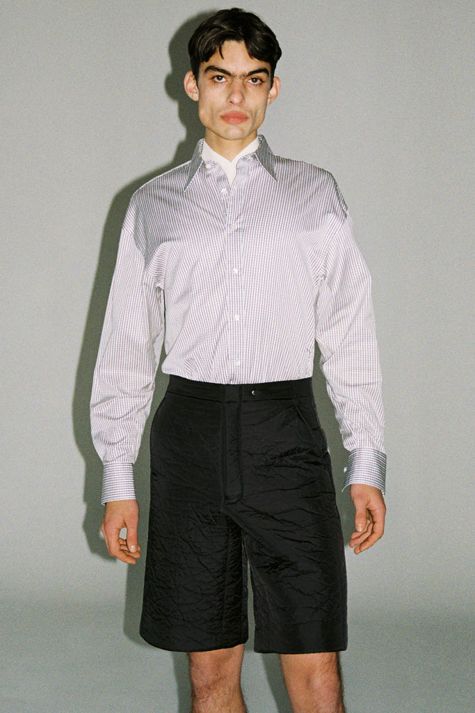 Black Nylon Polyester Padded Cuboid Shorts