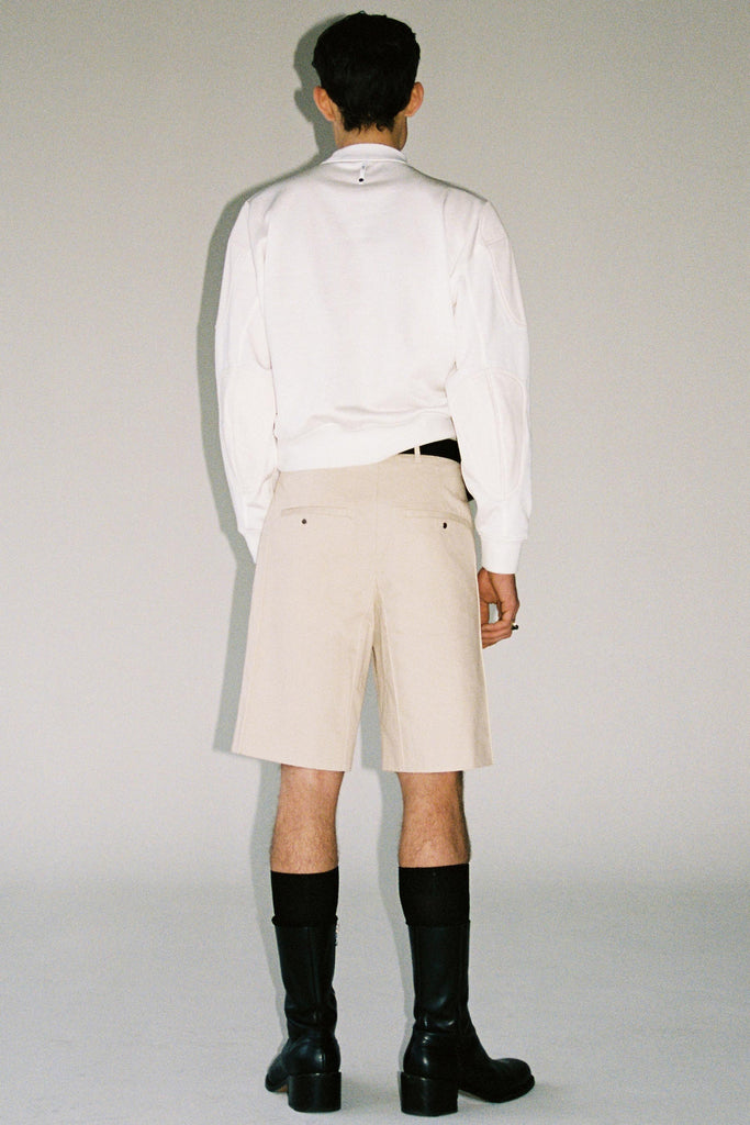 Beige Cotton Polyamide Cuboid Shorts