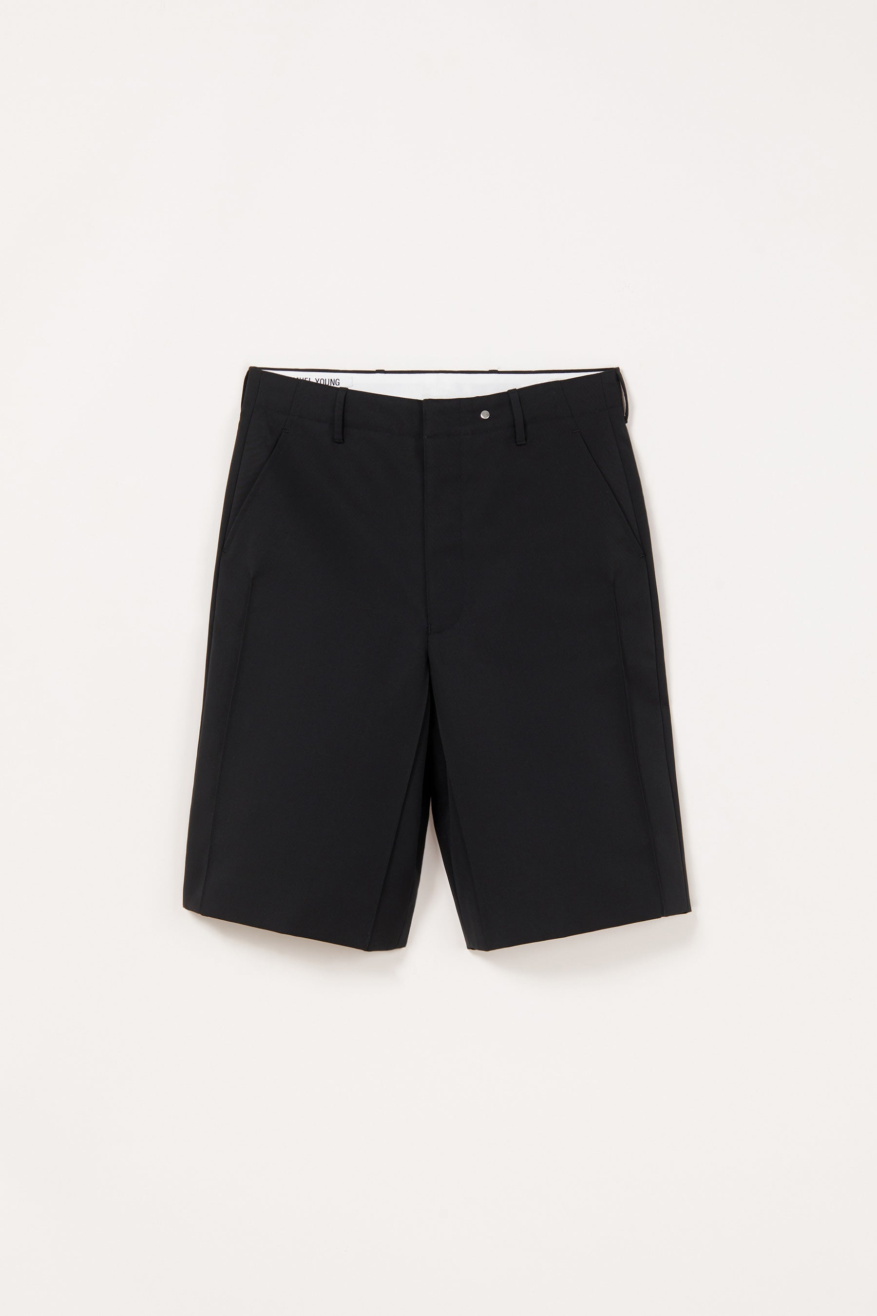 Black Wool Cuboid Shorts
