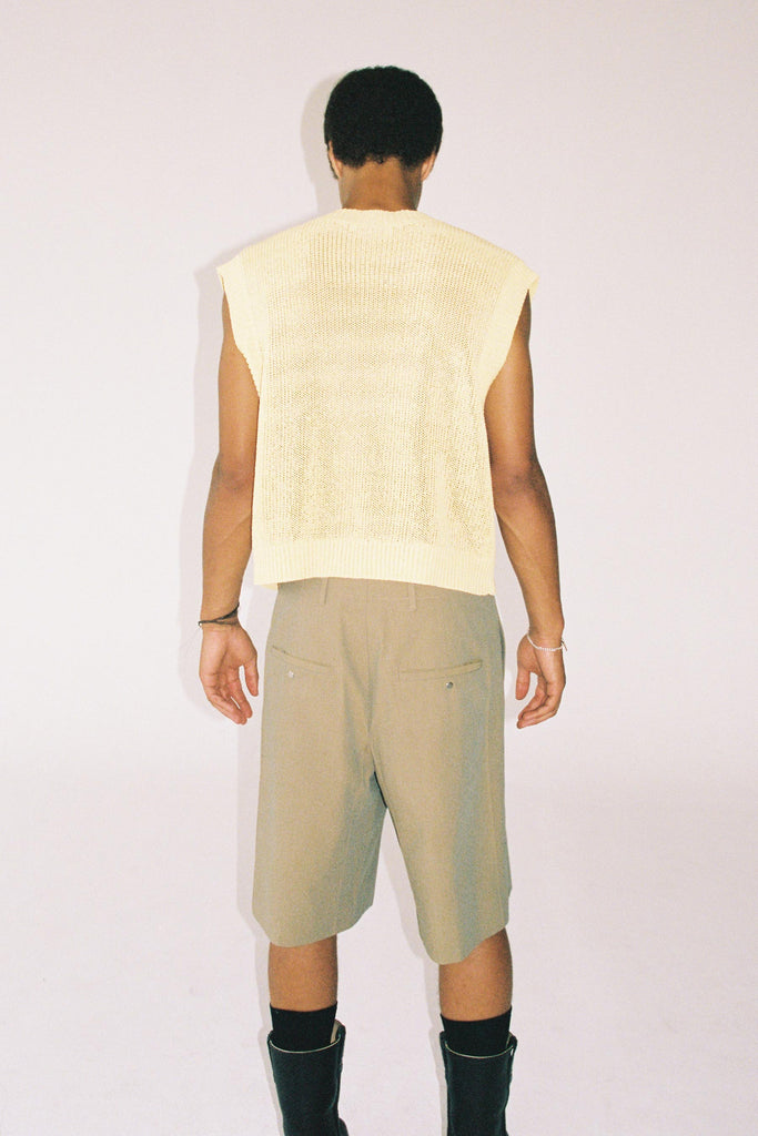 Beige Cotton Cuboid Shorts