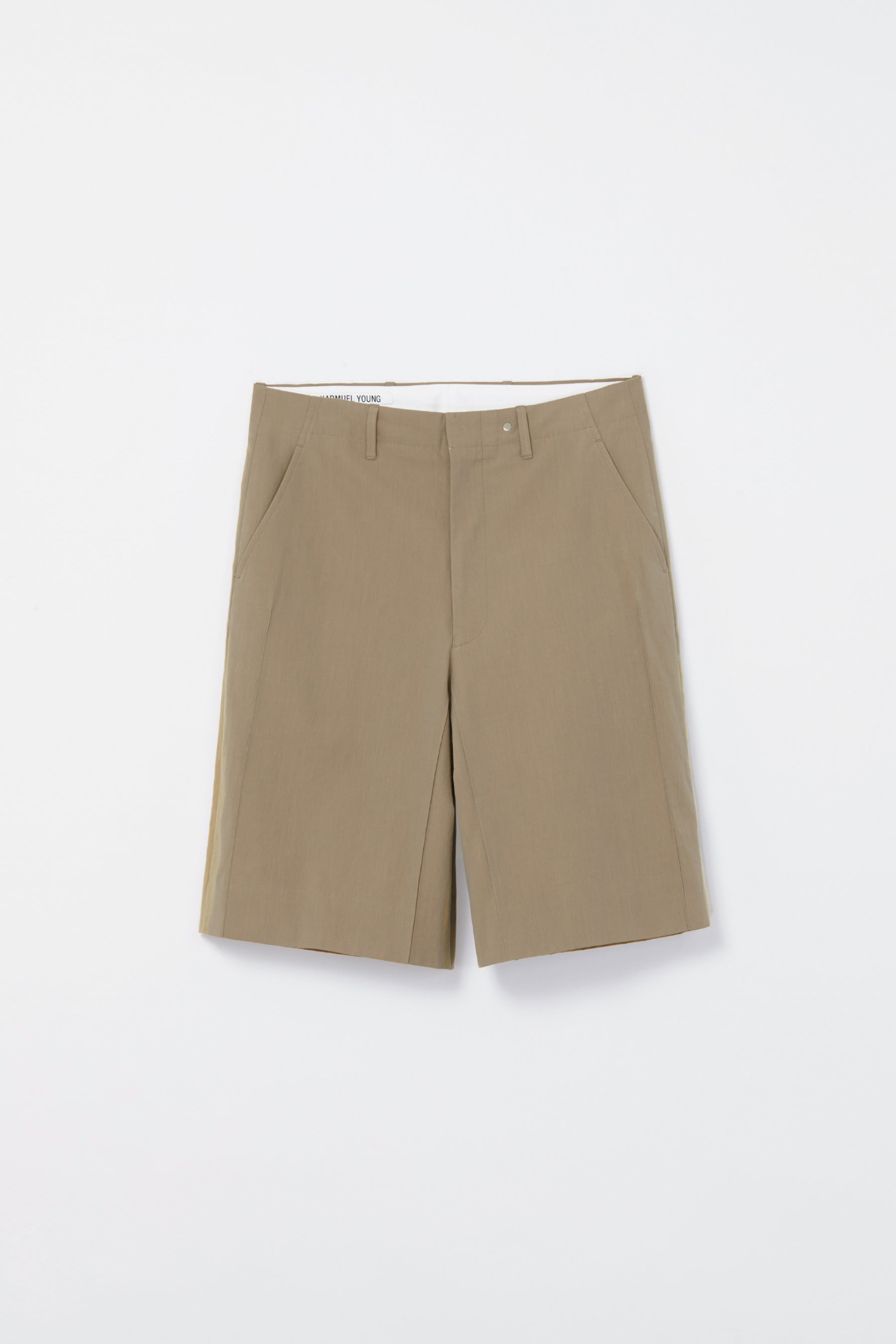 Beige Cotton Cuboid Shorts