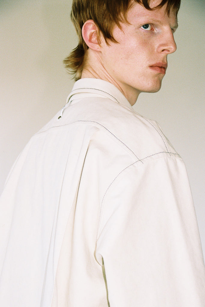 White Fauxed Suede Cuboid Overshirt