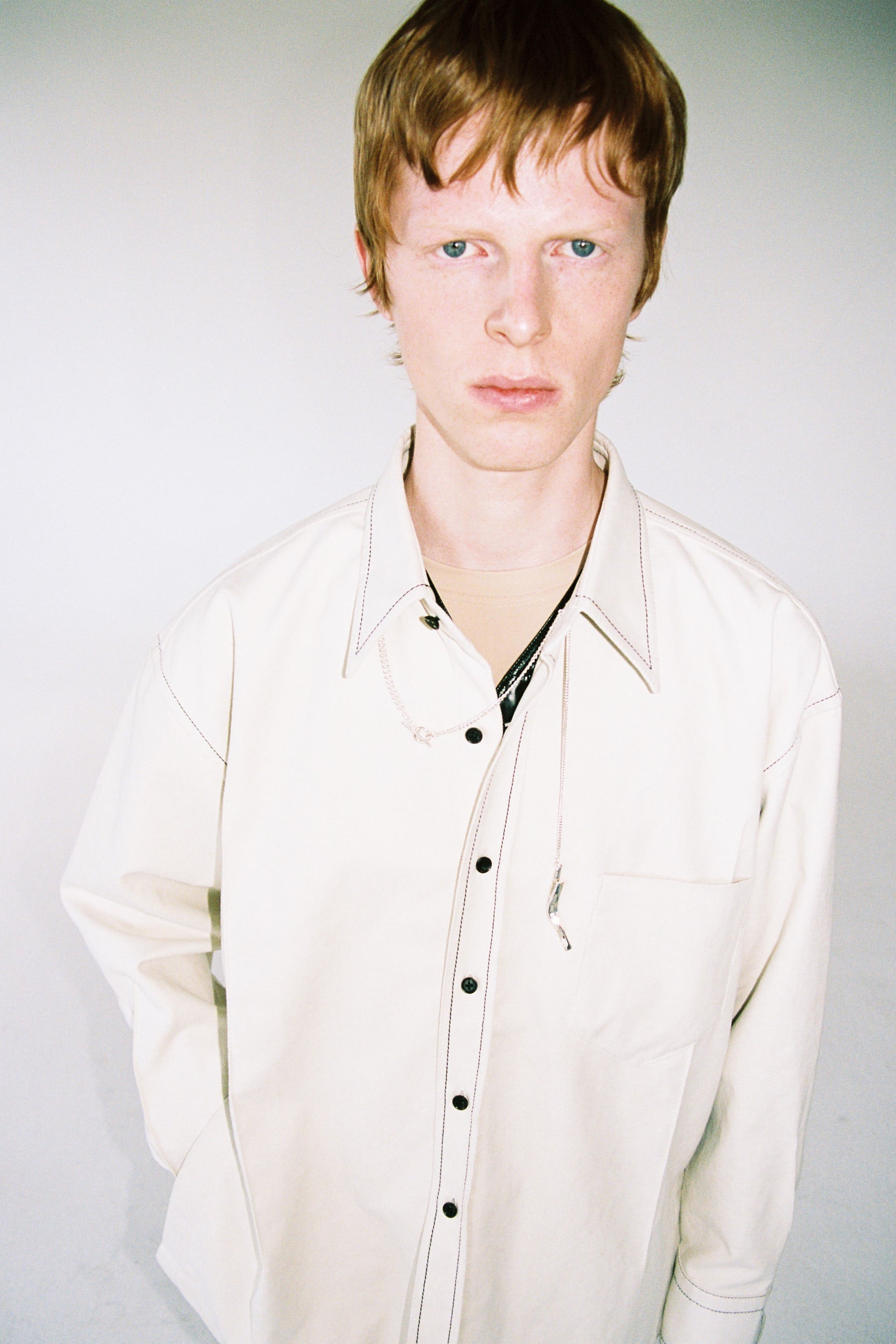 White Fauxed Suede Cuboid Overshirt
