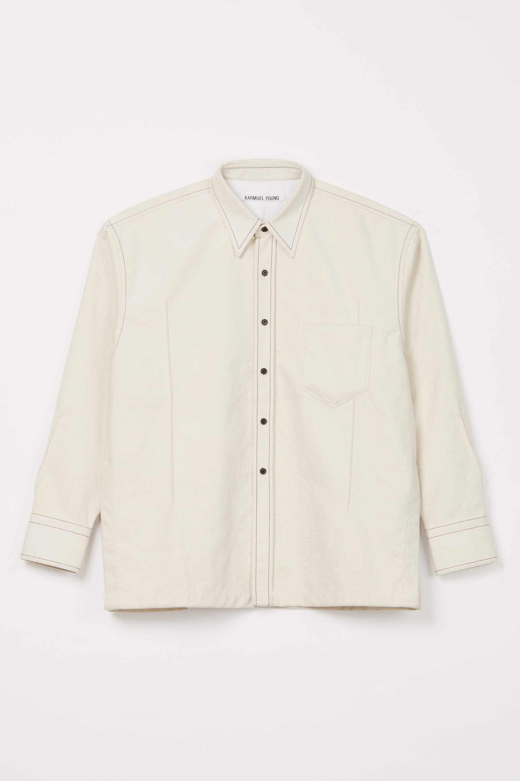 White Fauxed Suede Cuboid Overshirt