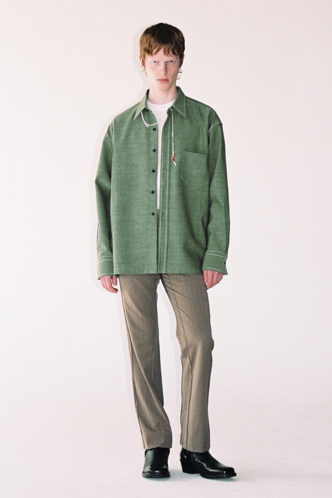 Green Woollen Cuboid Overshirt
