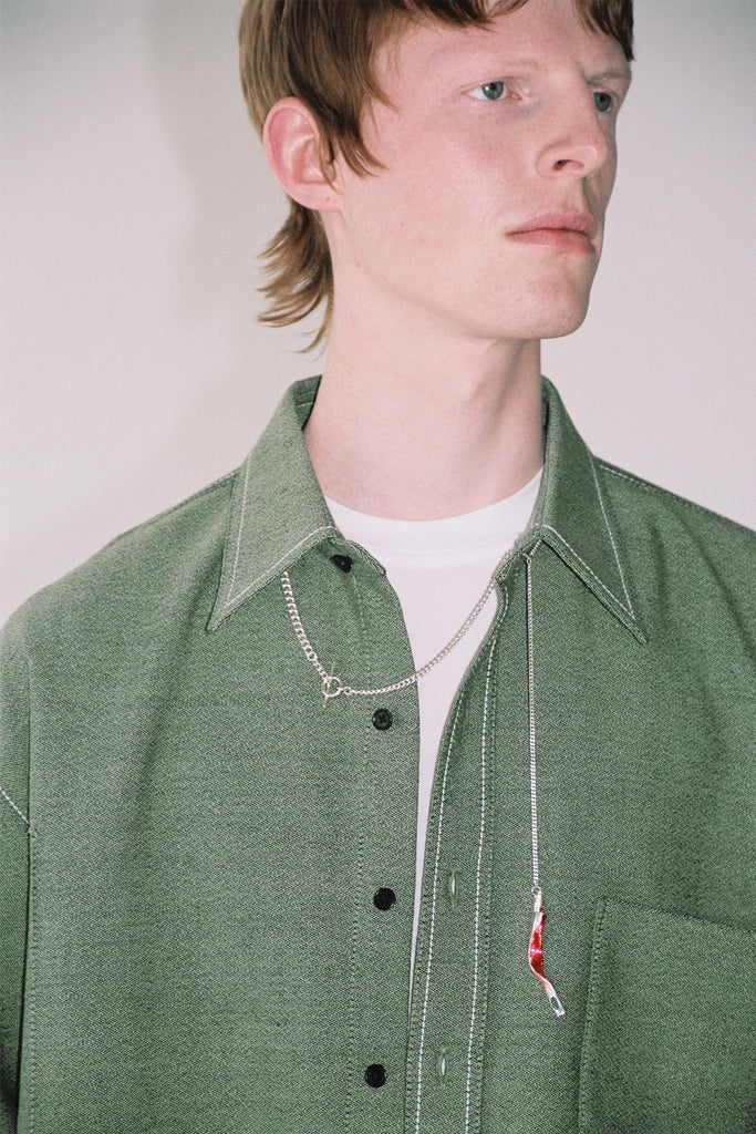 Green Woollen Cuboid Overshirt