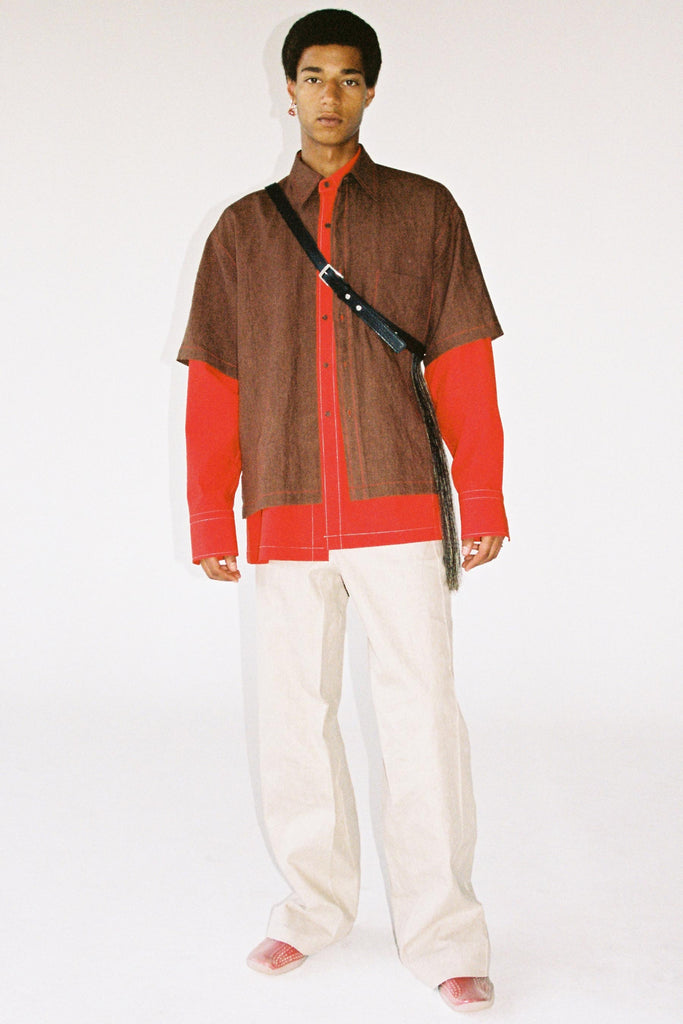 Brown Linen Cuboid Overshirt