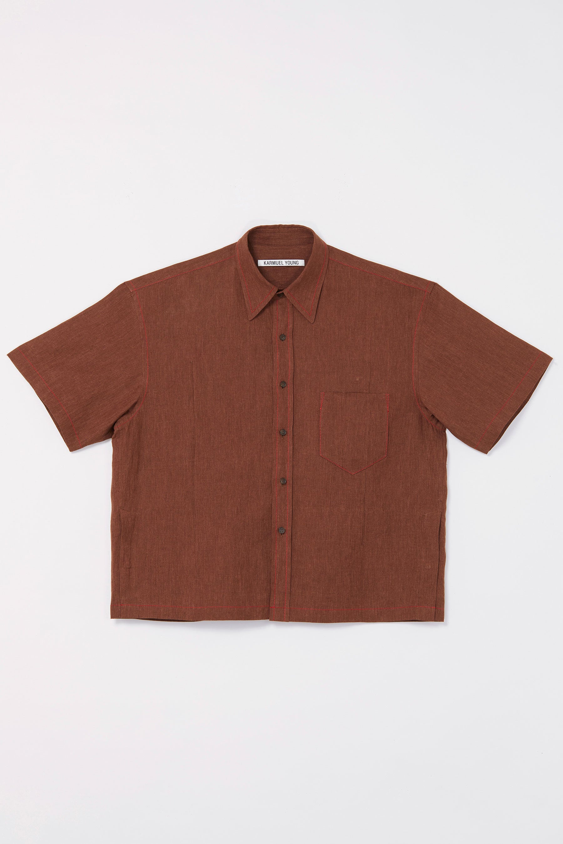 Brown Linen Cuboid Overshirt