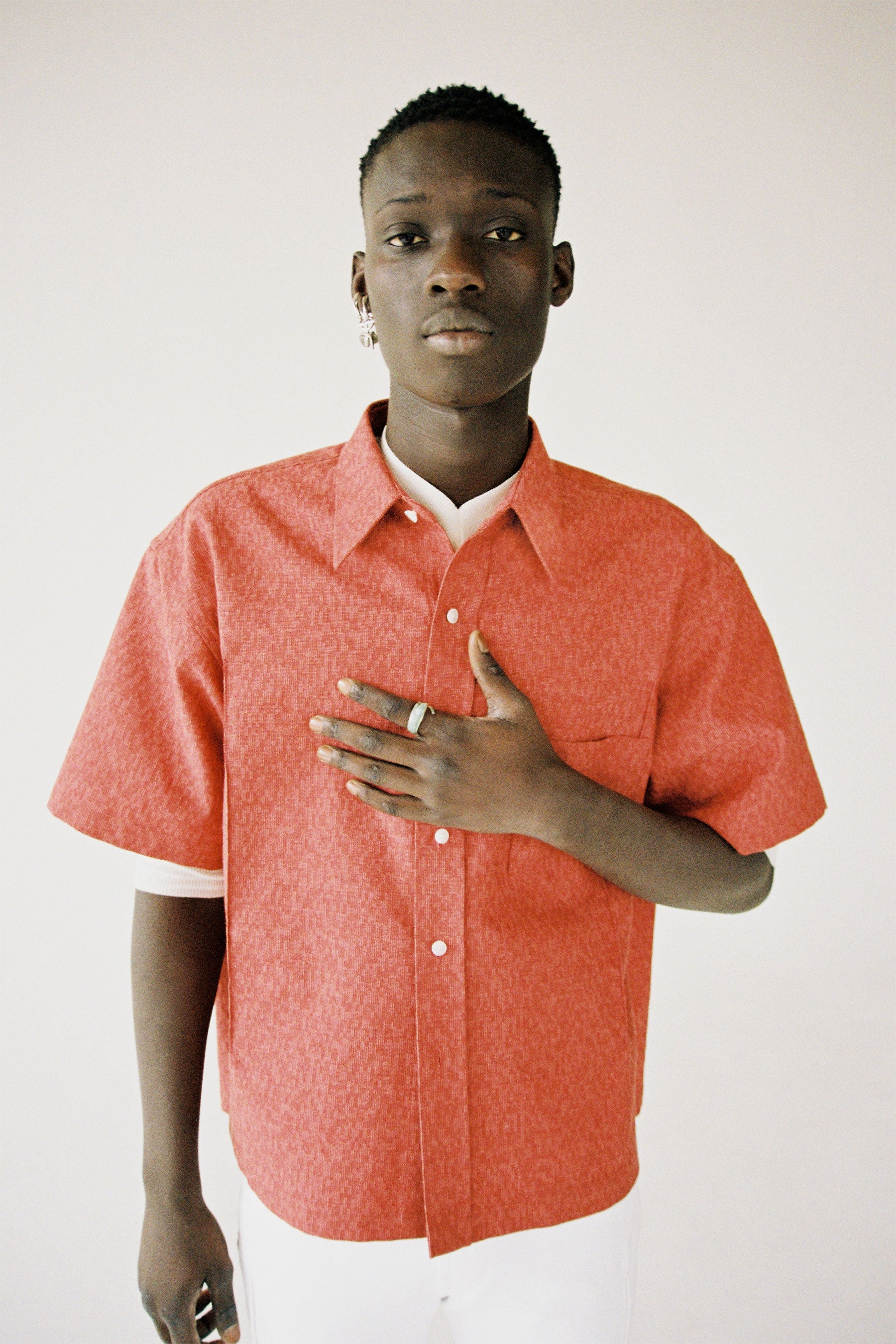 Orange Woollen Cuboid Overshirt