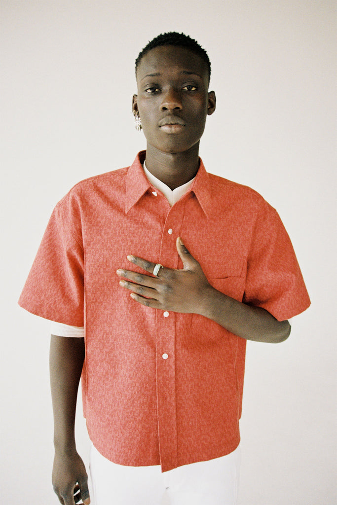 Orange Woollen Cuboid Overshirt