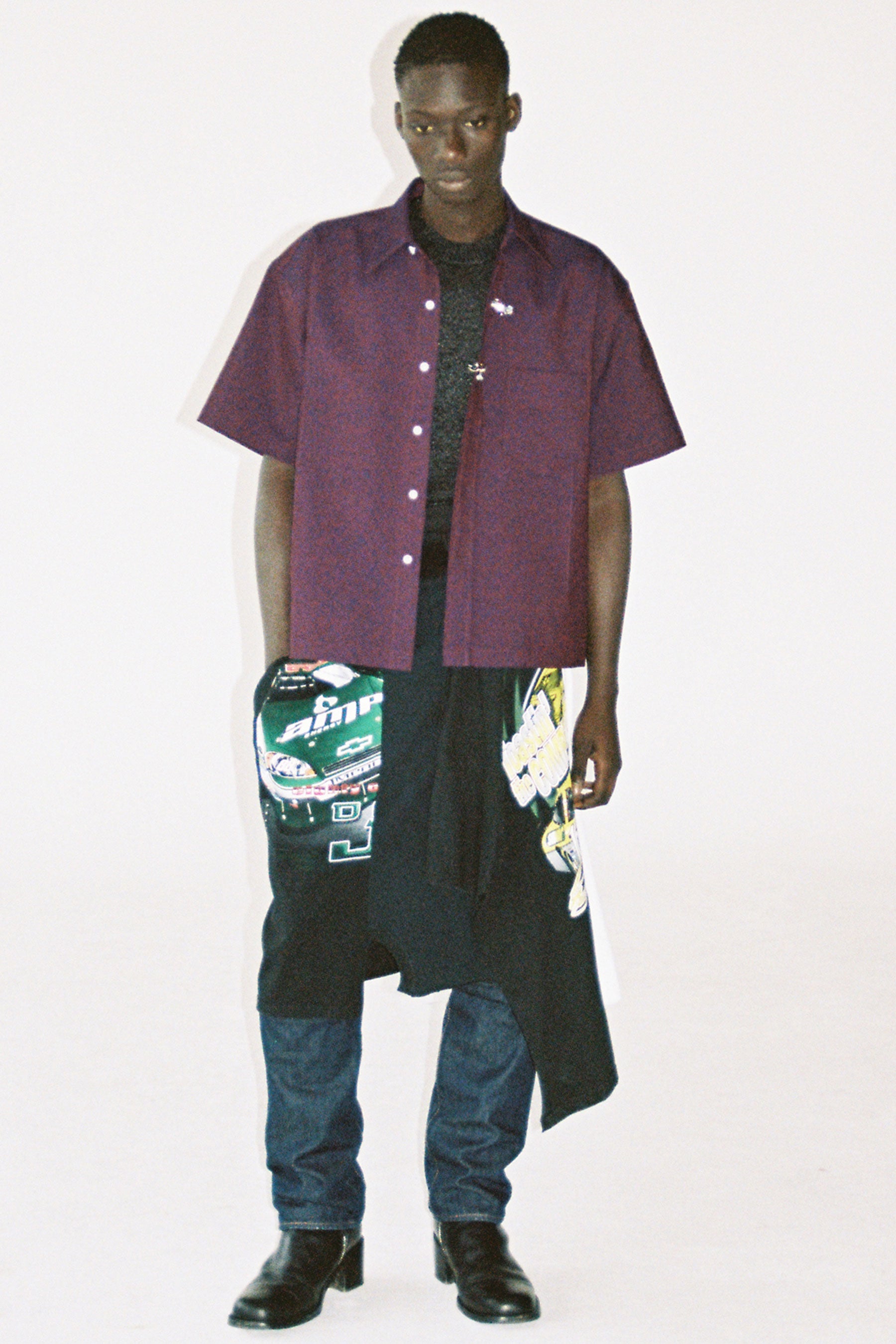 Purple Woollen Cuboid Overshirt