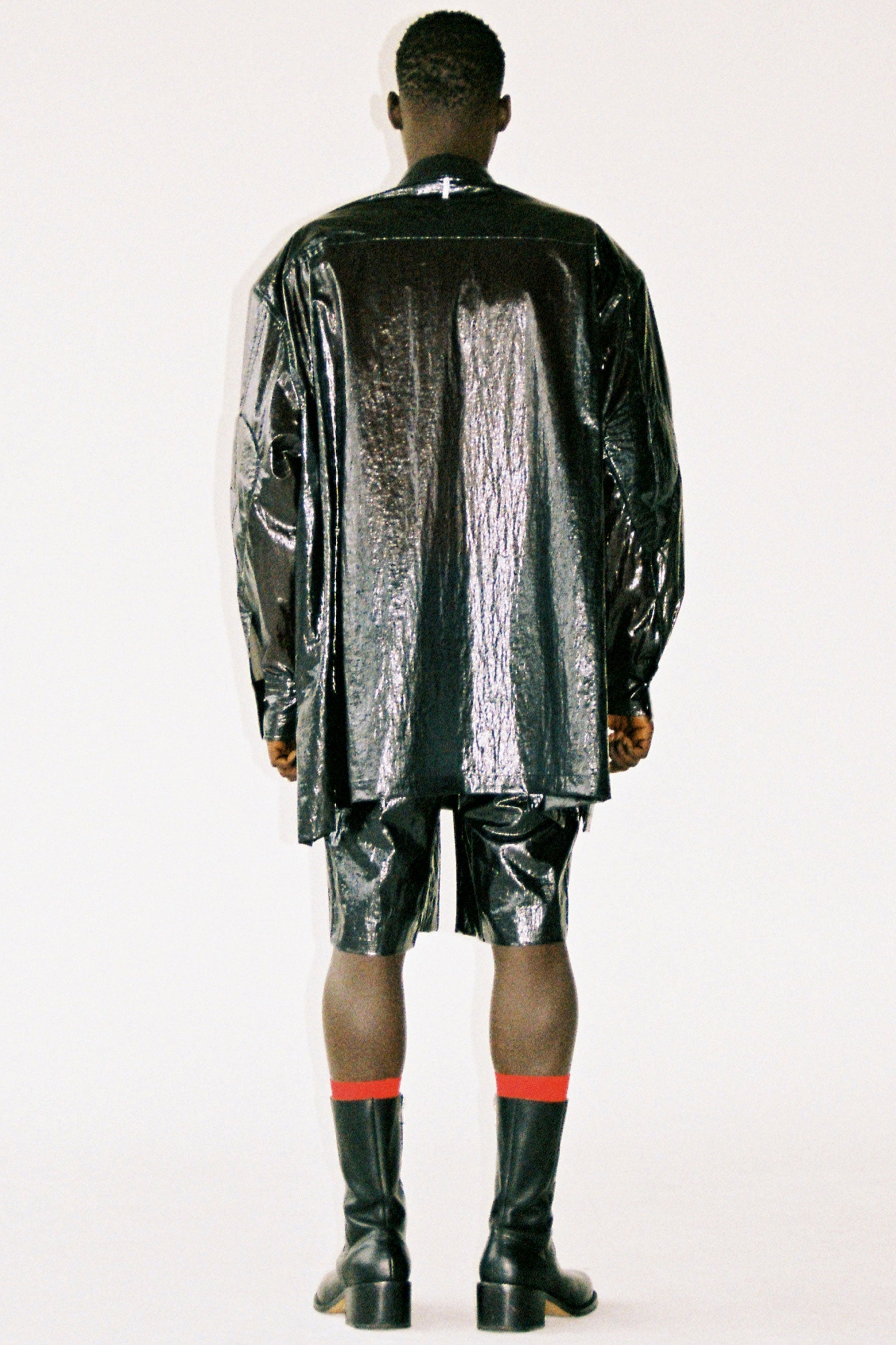 Black Nylon Strong Arm Shirt Coat