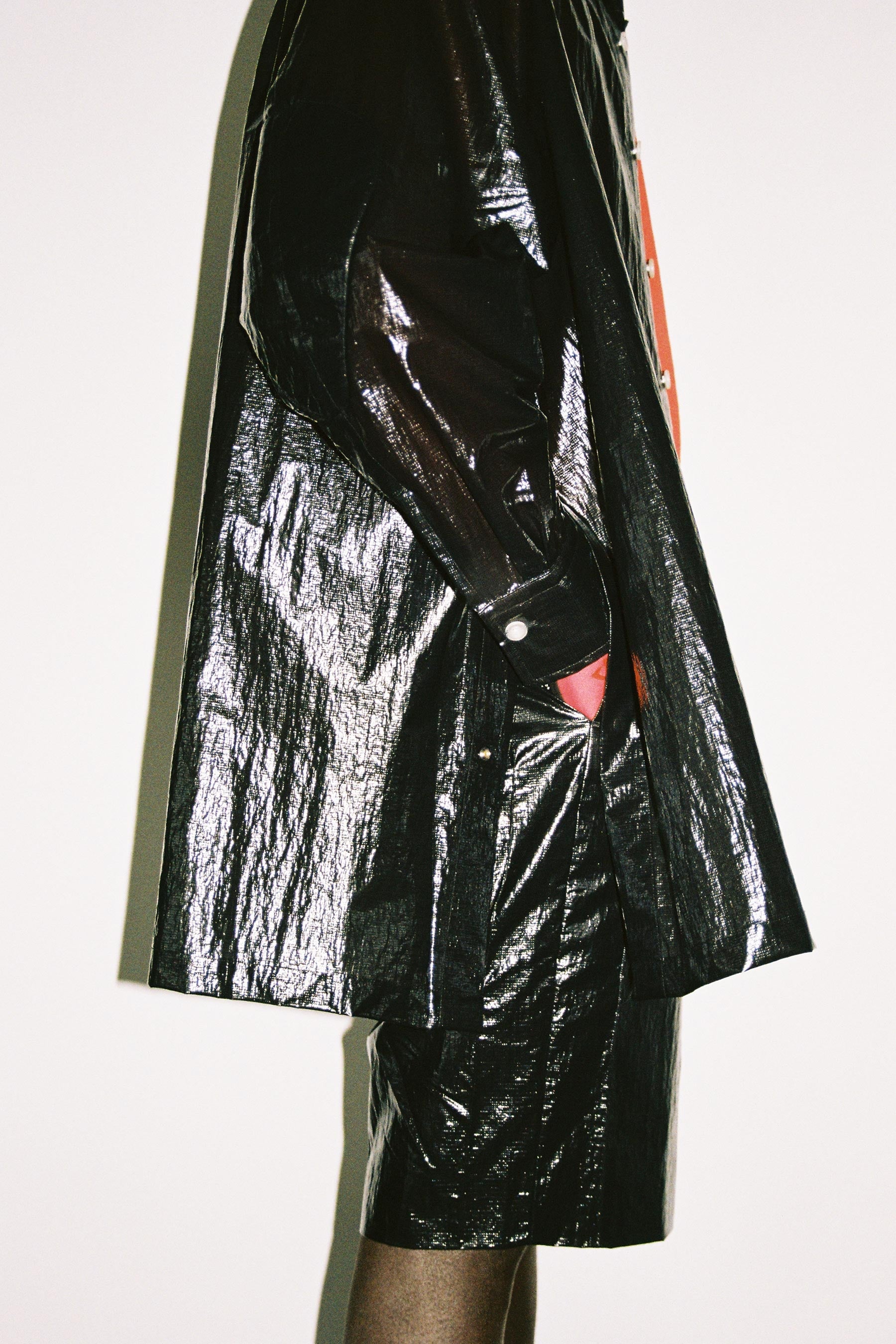 Black Nylon Strong Arm Shirt Coat