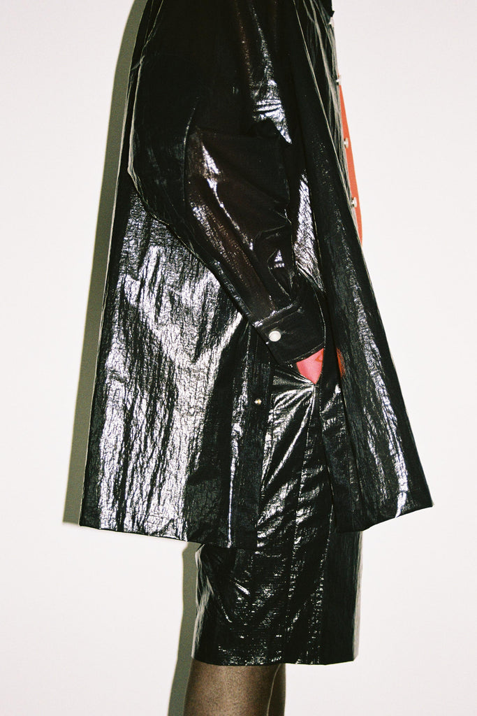 Black Nylon Strong Arm Shirt Coat